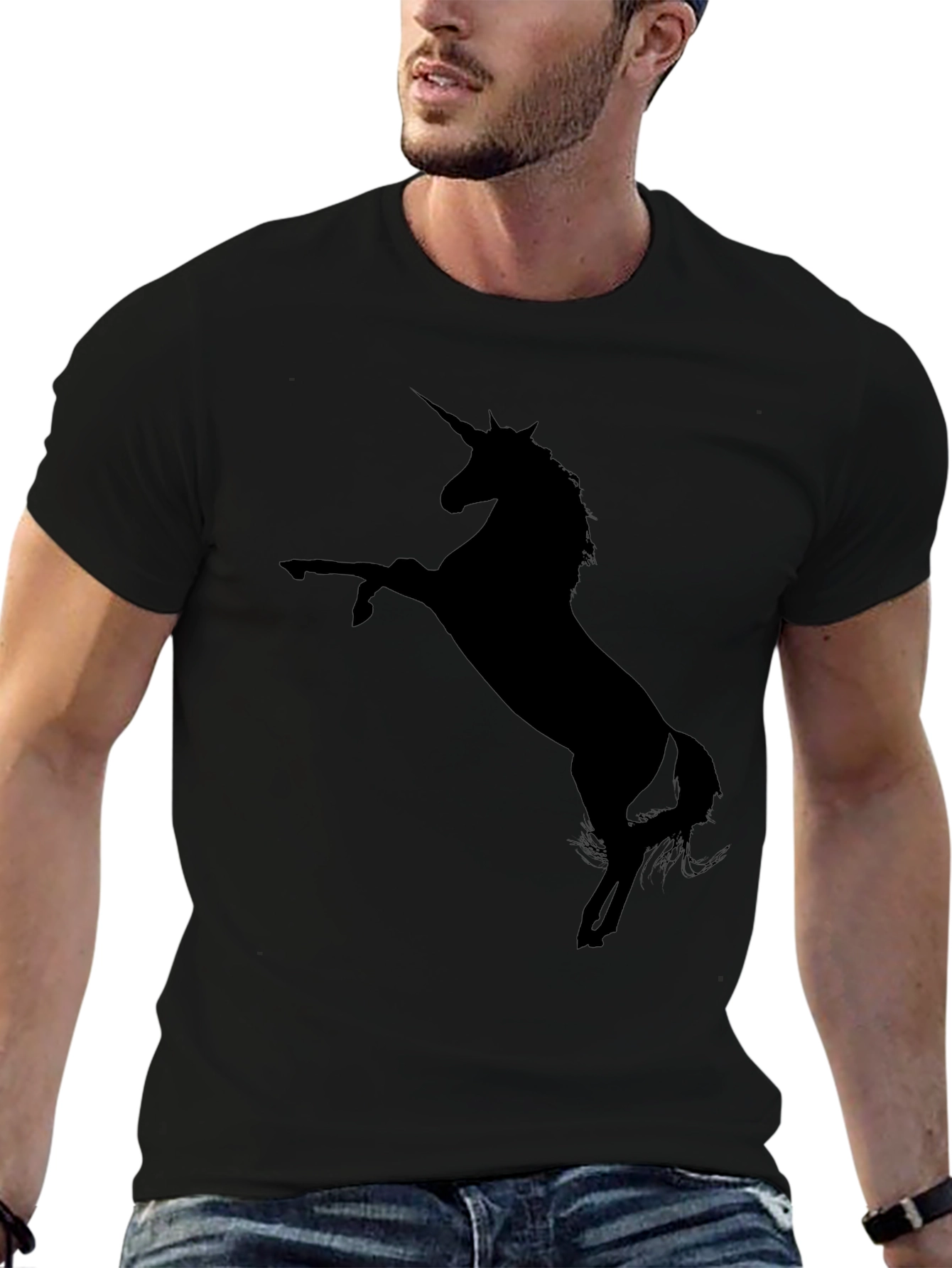 Unicorn Silhouette Graphic T-Shirt - Black