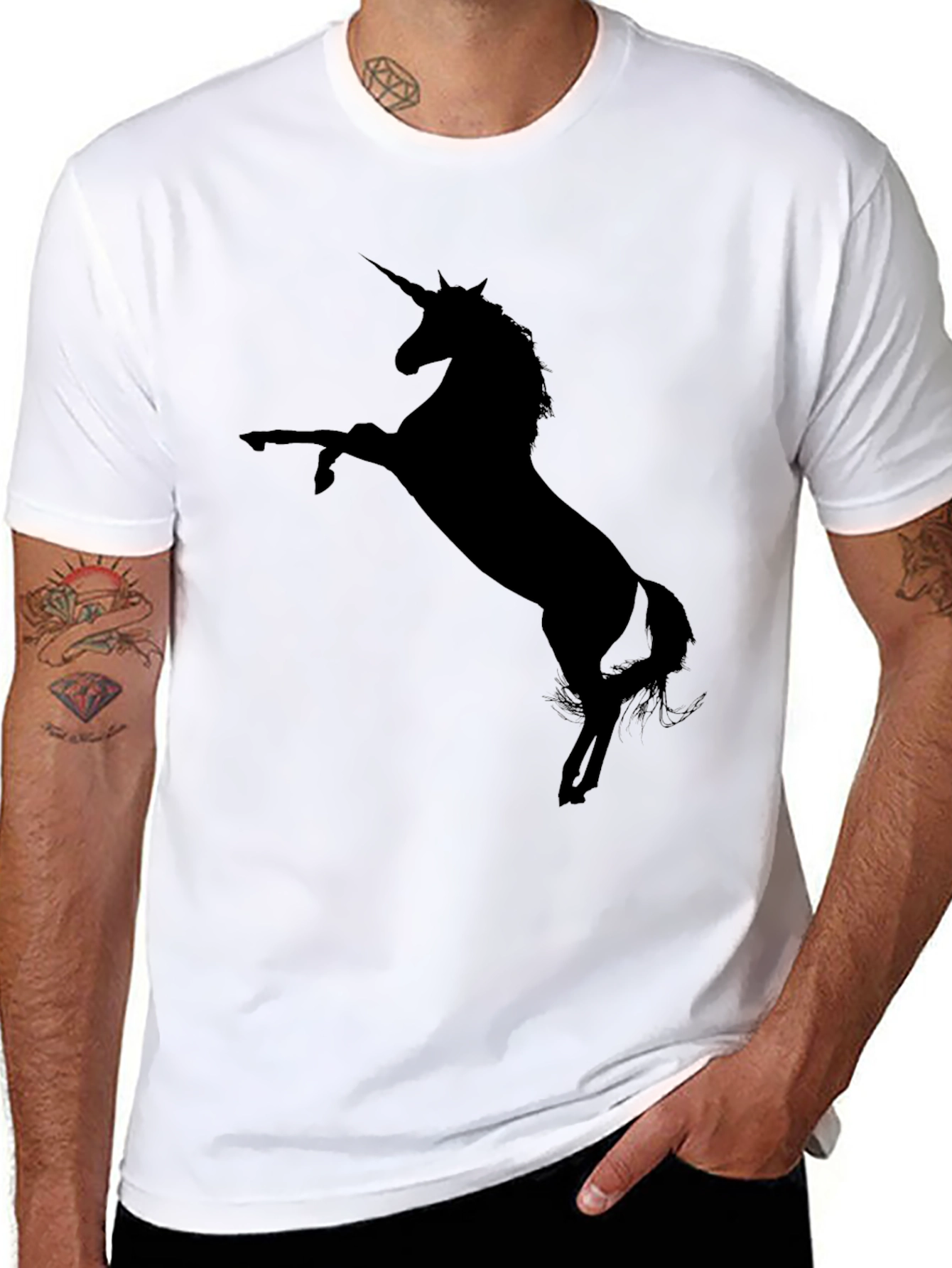 Unicorn Silhouette Graphic T-Shirt - Black