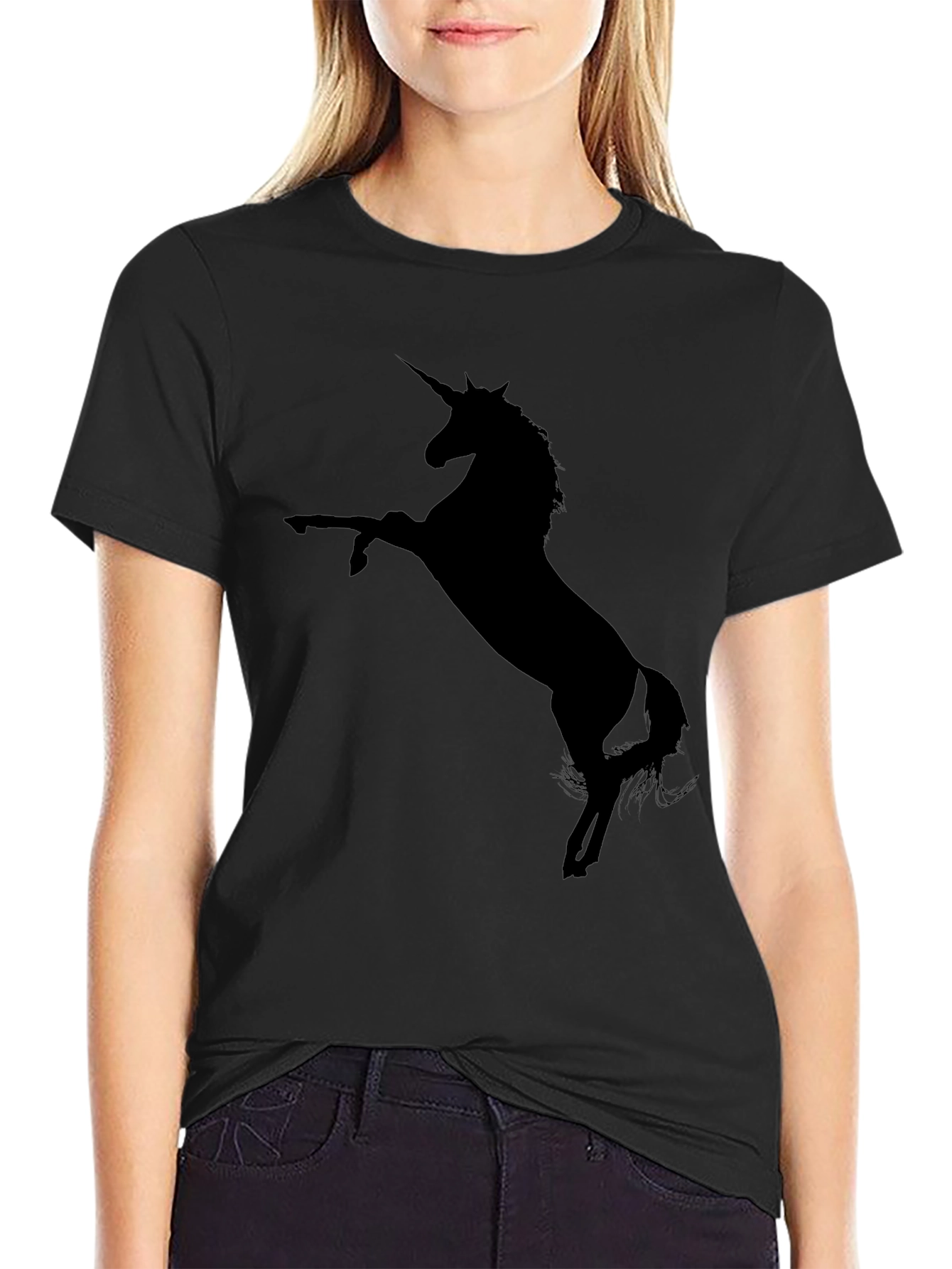 Unicorn Silhouette Graphic T-Shirt - Black
