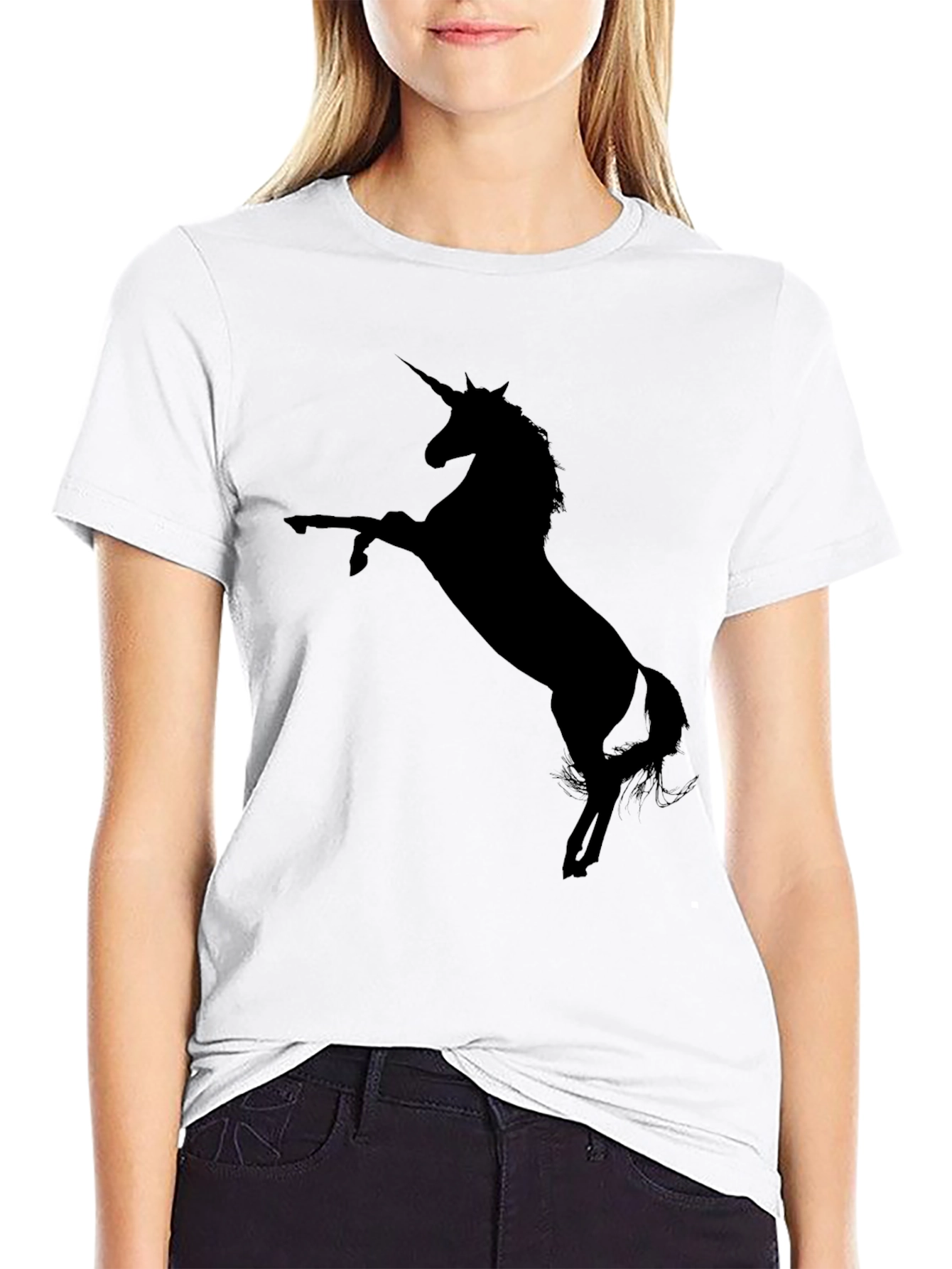 Unicorn Silhouette Graphic T-Shirt - Black