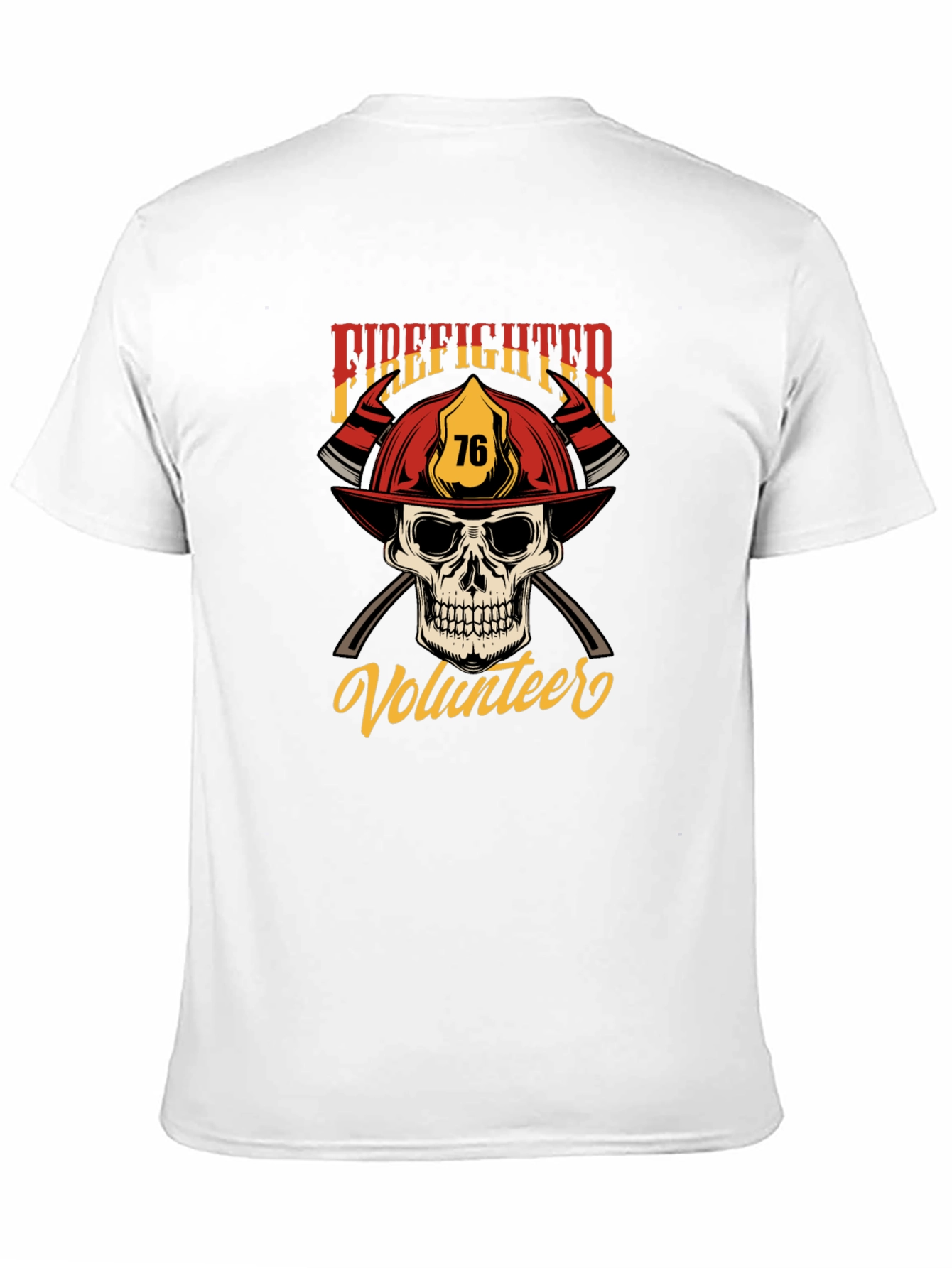 Firefighter Volunteer Skull Graphic T-Shirt