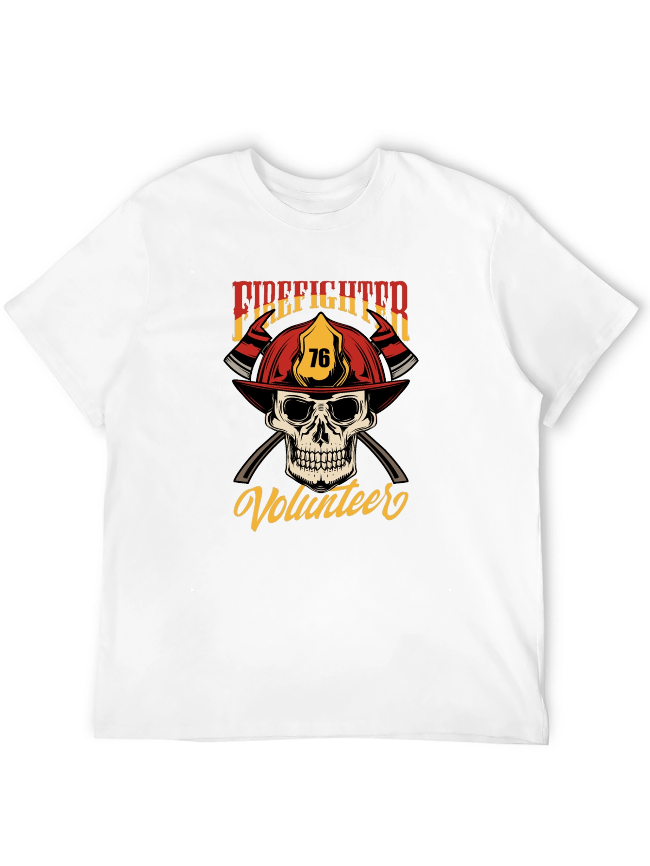 Firefighter Volunteer Skull Graphic T-Shirt