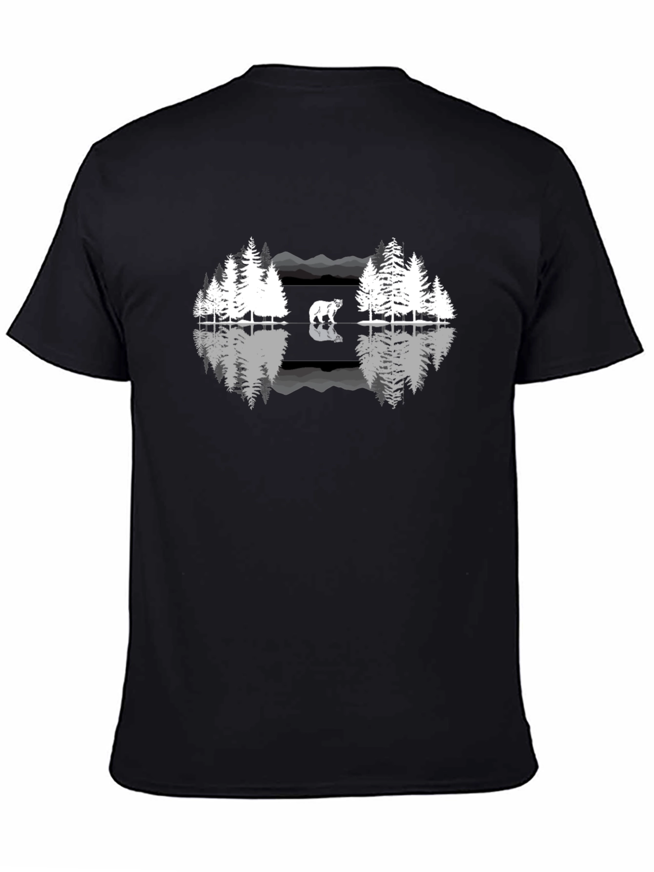 Nature Bear Reflection Graphic Tee - Black