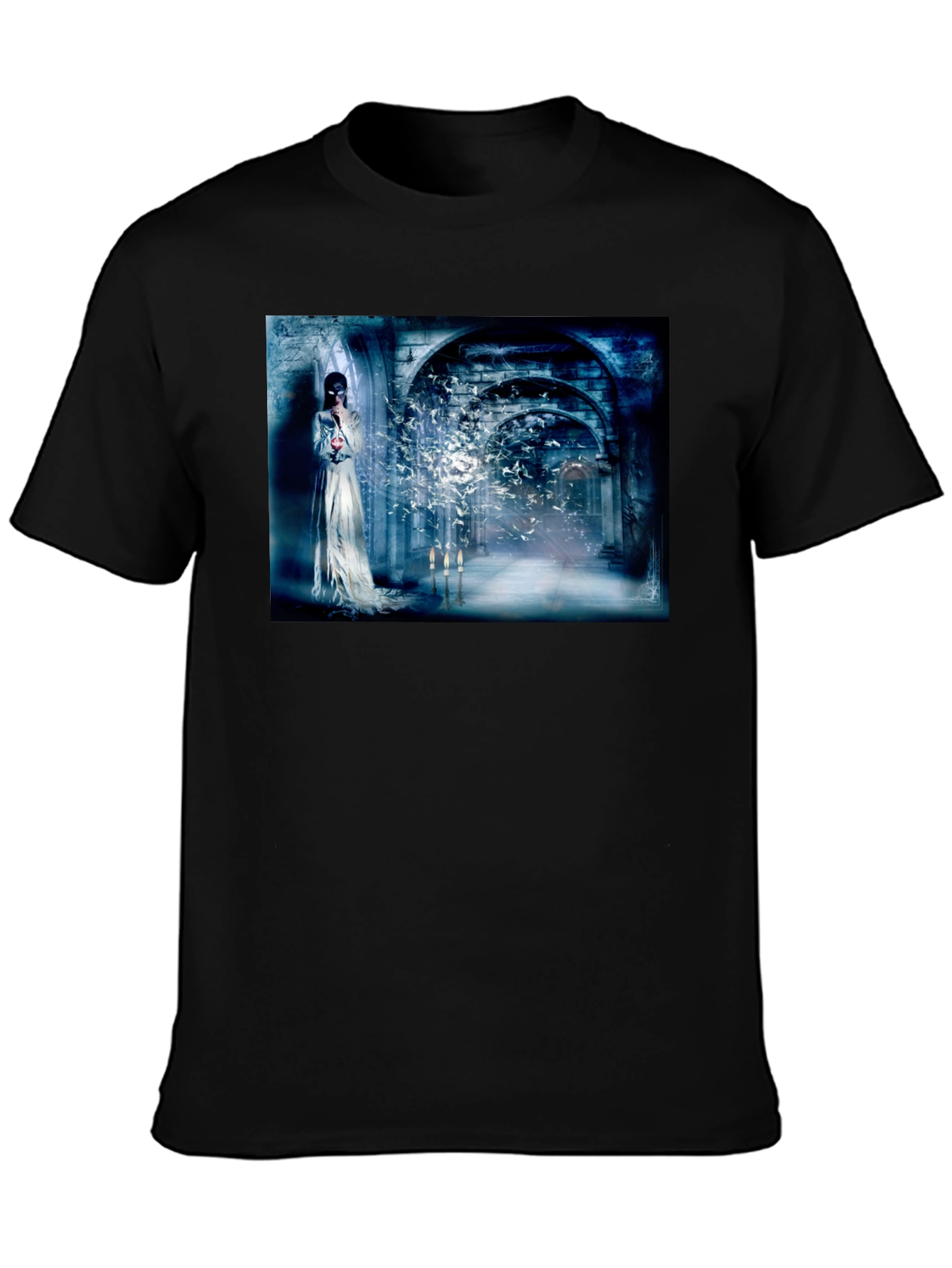 Mystical T-Shirt: Gothic Bride & Birds Design