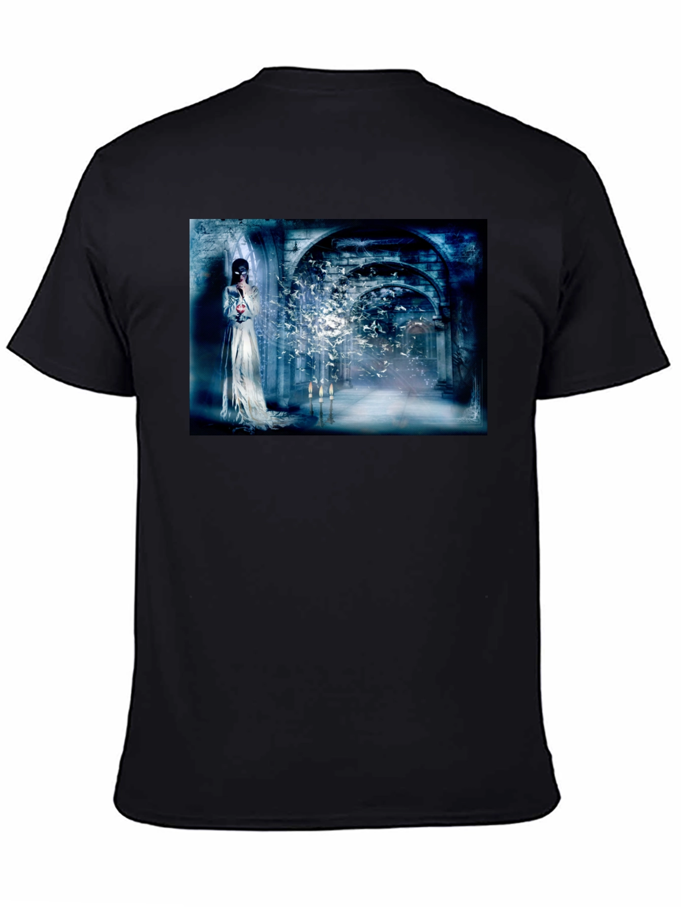 Mystical T-Shirt: Gothic Bride & Birds Design