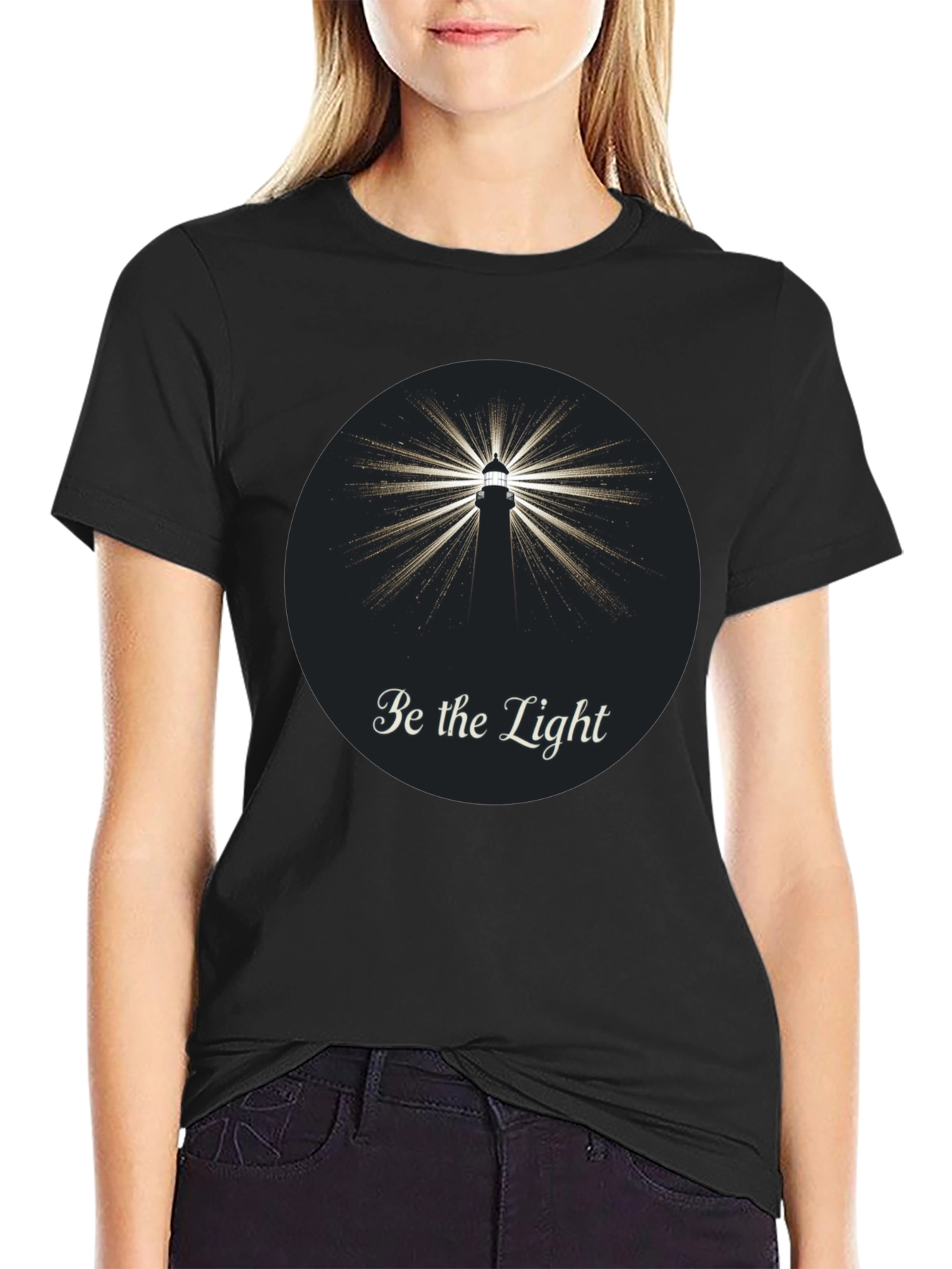 Be the Light Lighthouse Graphic Tee - Classic Black