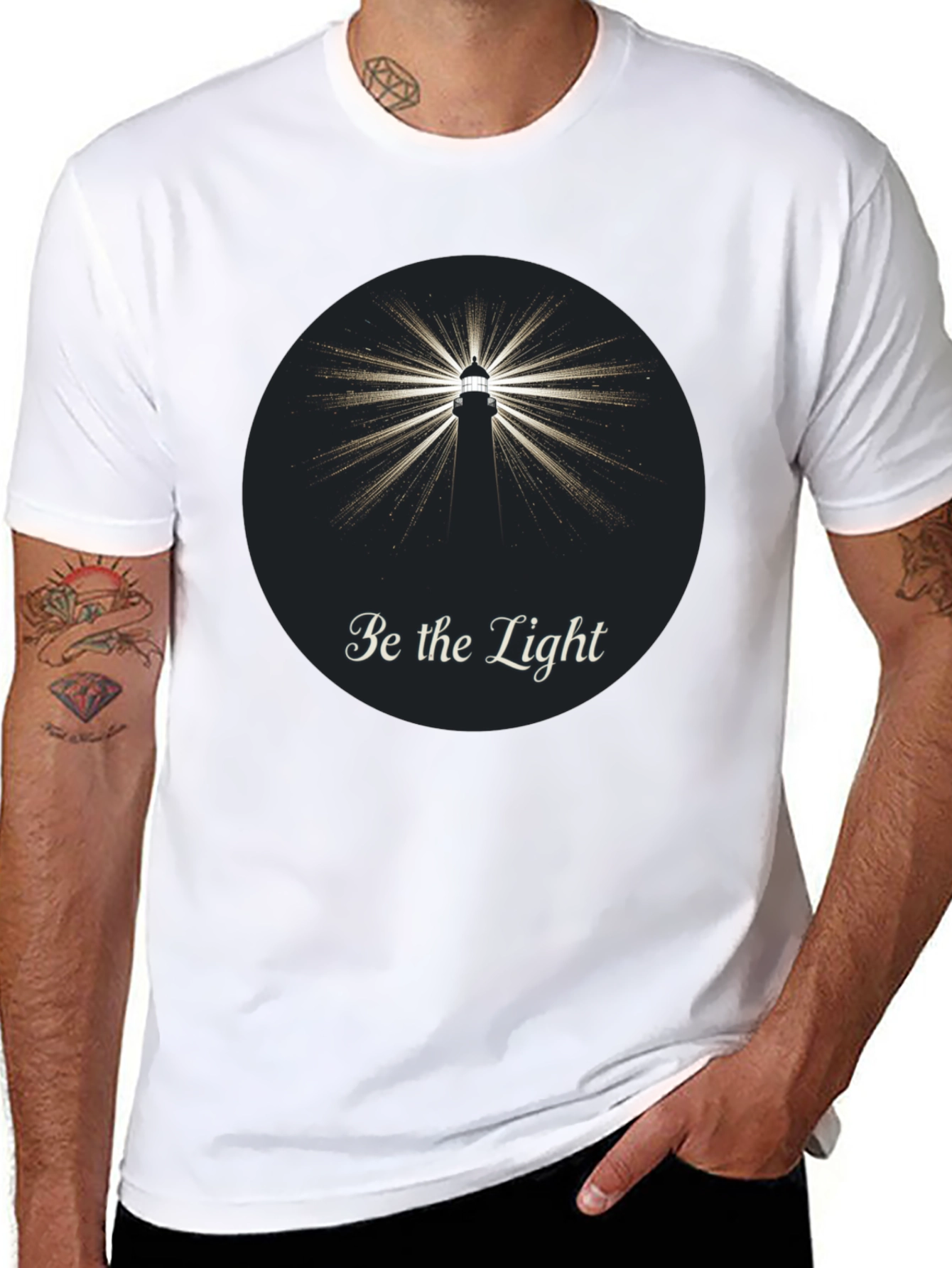 Be the Light Lighthouse Graphic Tee - Classic Black