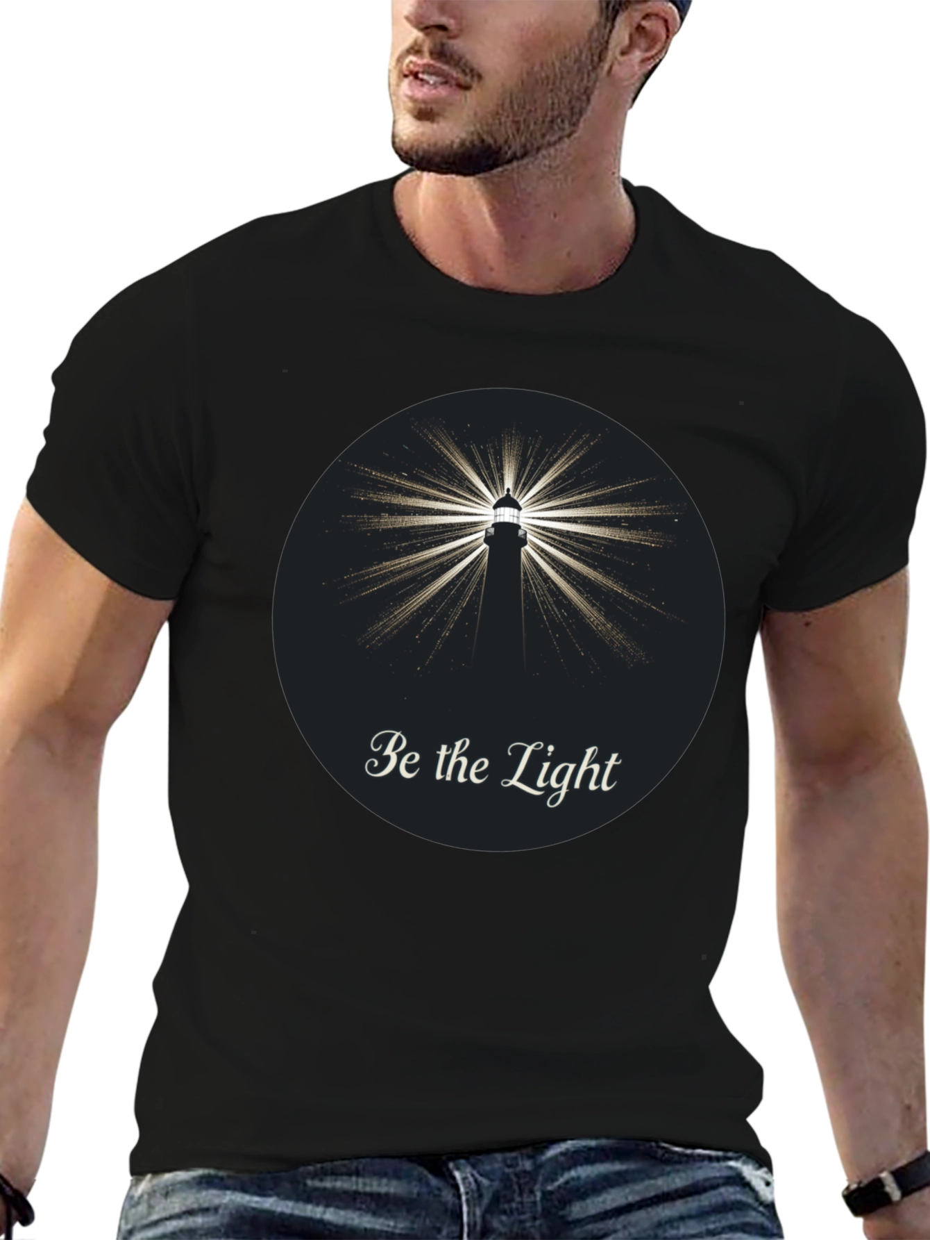 Be the Light Lighthouse Graphic Tee - Classic Black