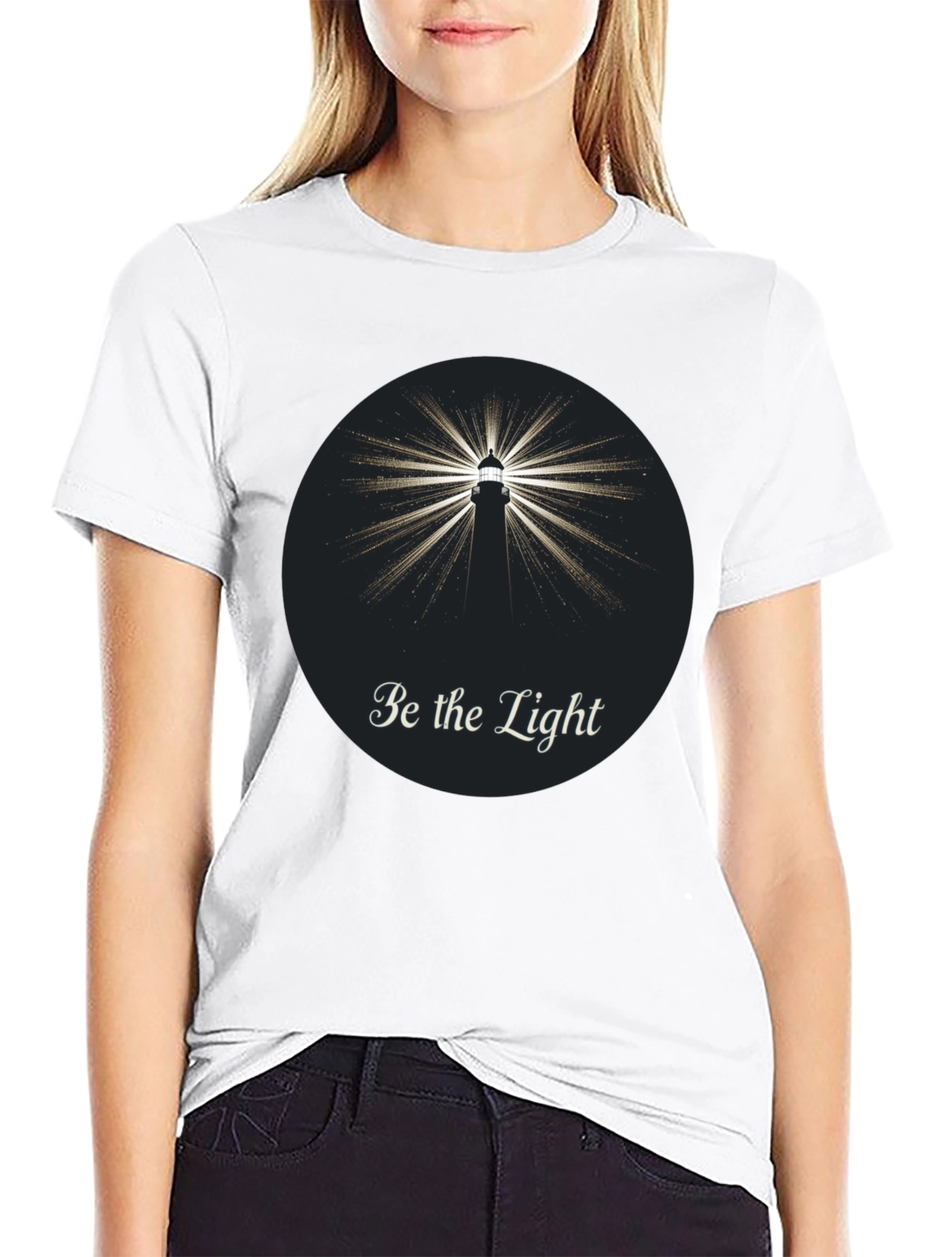 Be the Light Lighthouse Graphic Tee - Classic Black