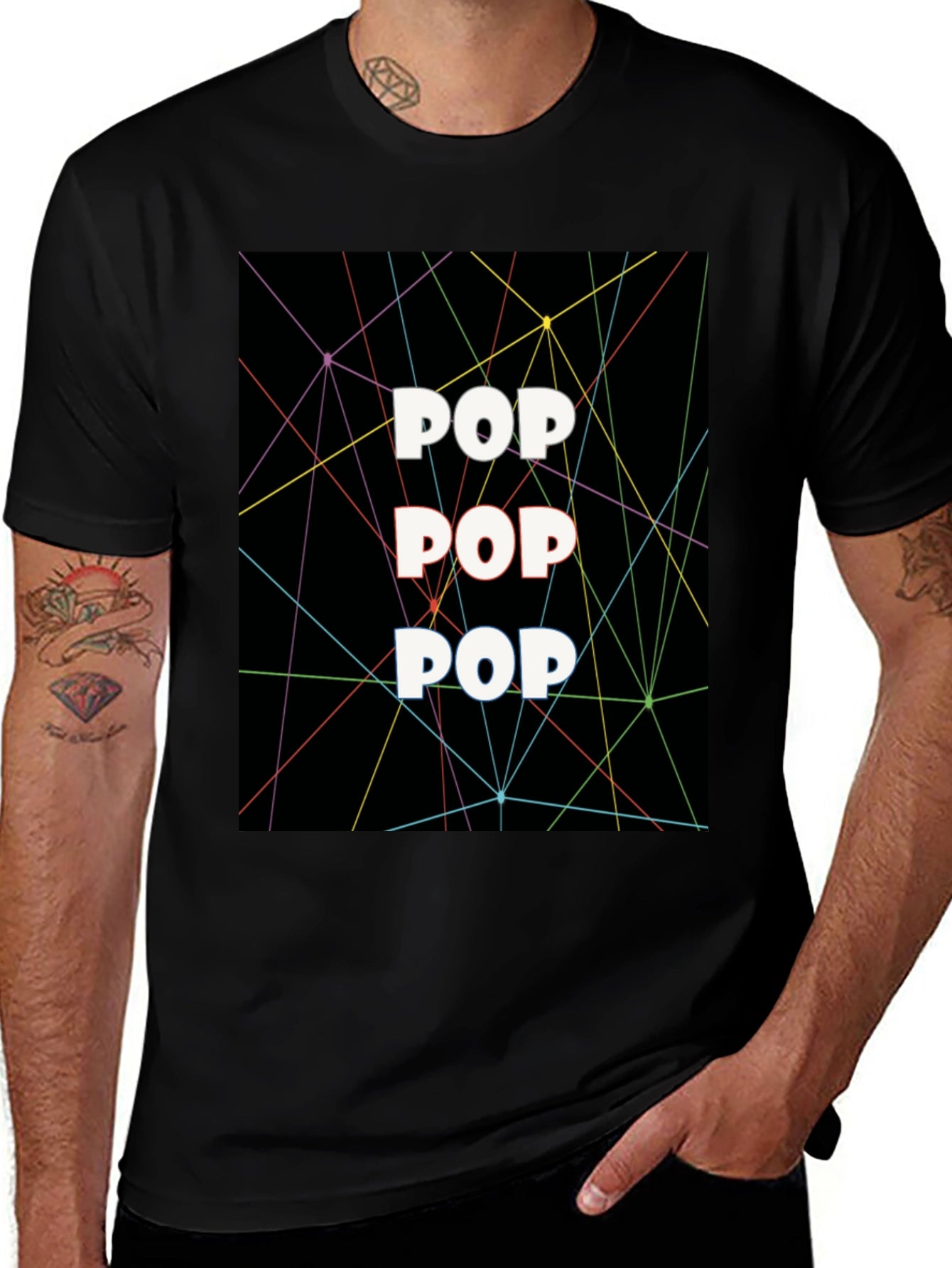 Pop Art Graphic Tee - Black Cotton T-Shirt