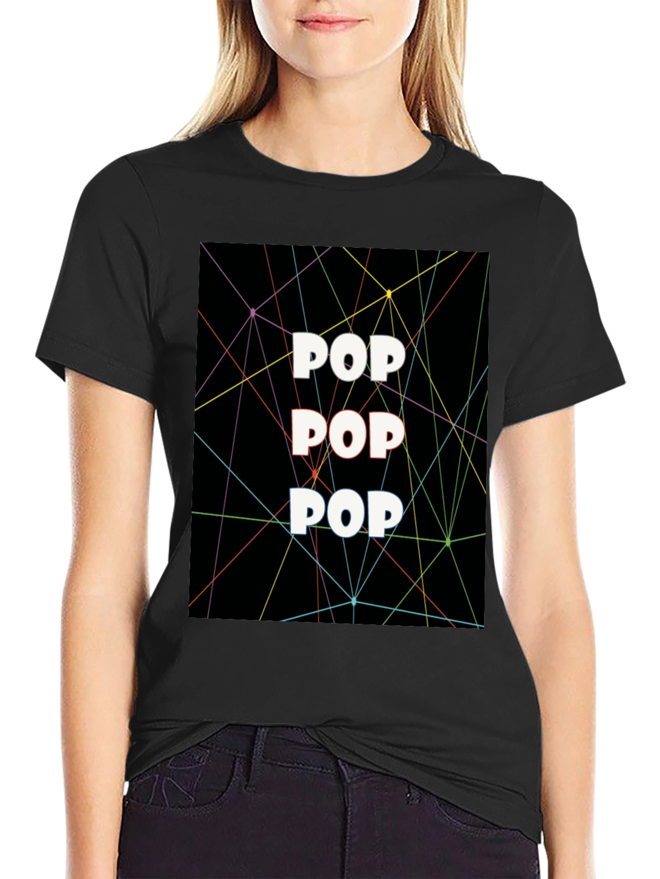 Pop Art Graphic Tee - Black Cotton T-Shirt