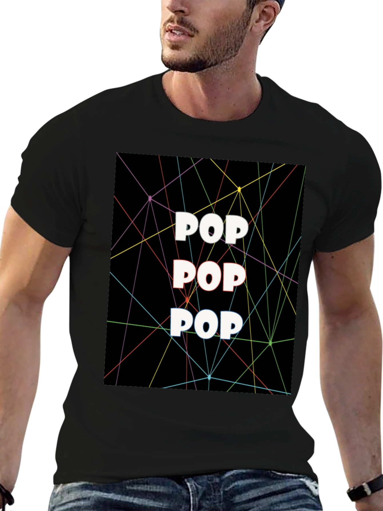 Pop Art Graphic Tee - Black Cotton T-Shirt