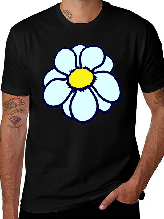 Black T-Shirt with Flower Print