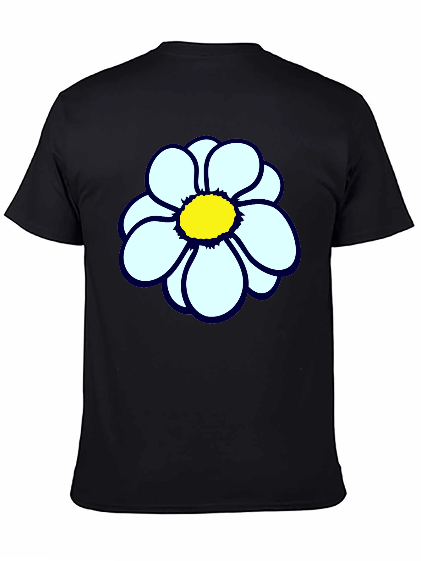 Black T-Shirt with Flower Print