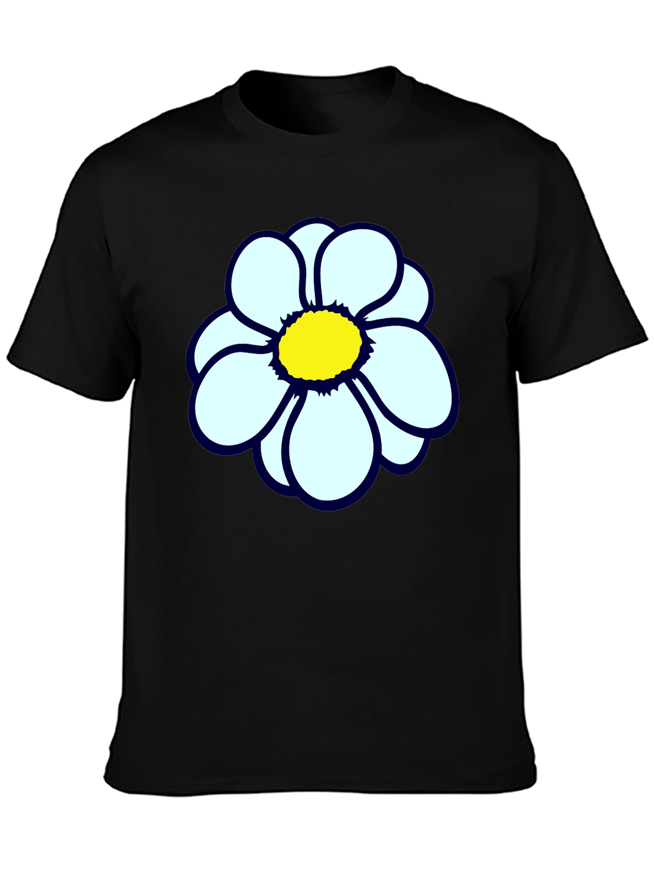 Black T-Shirt with Flower Print
