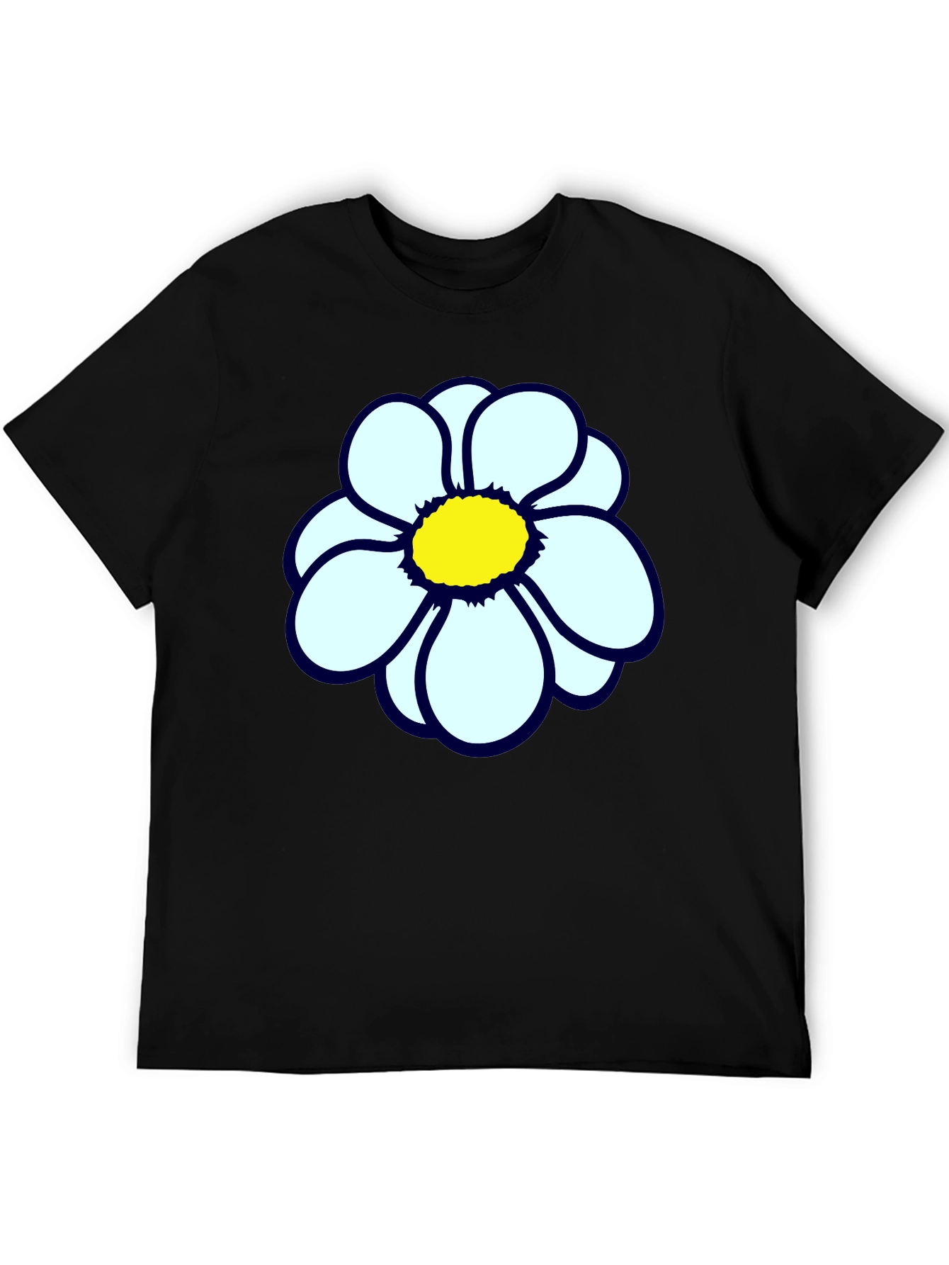 Black T-Shirt with Flower Print