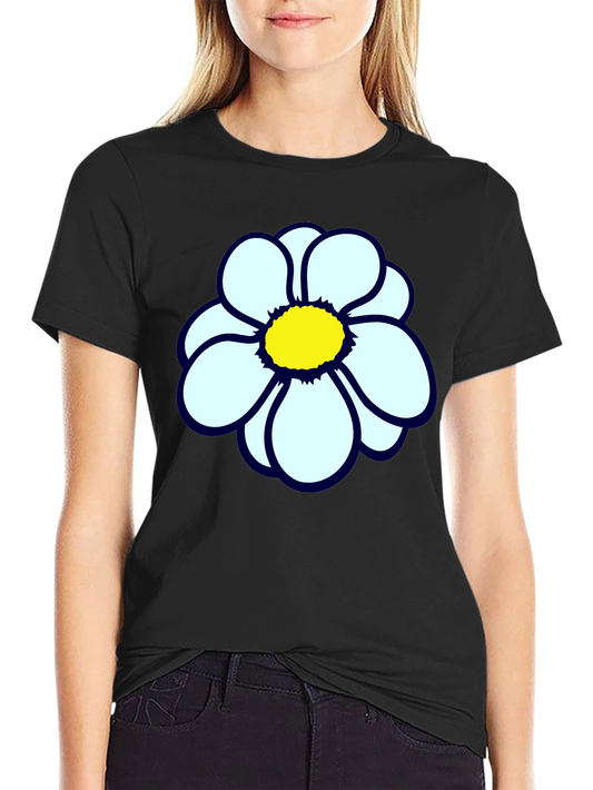 Black T-Shirt with Flower Print