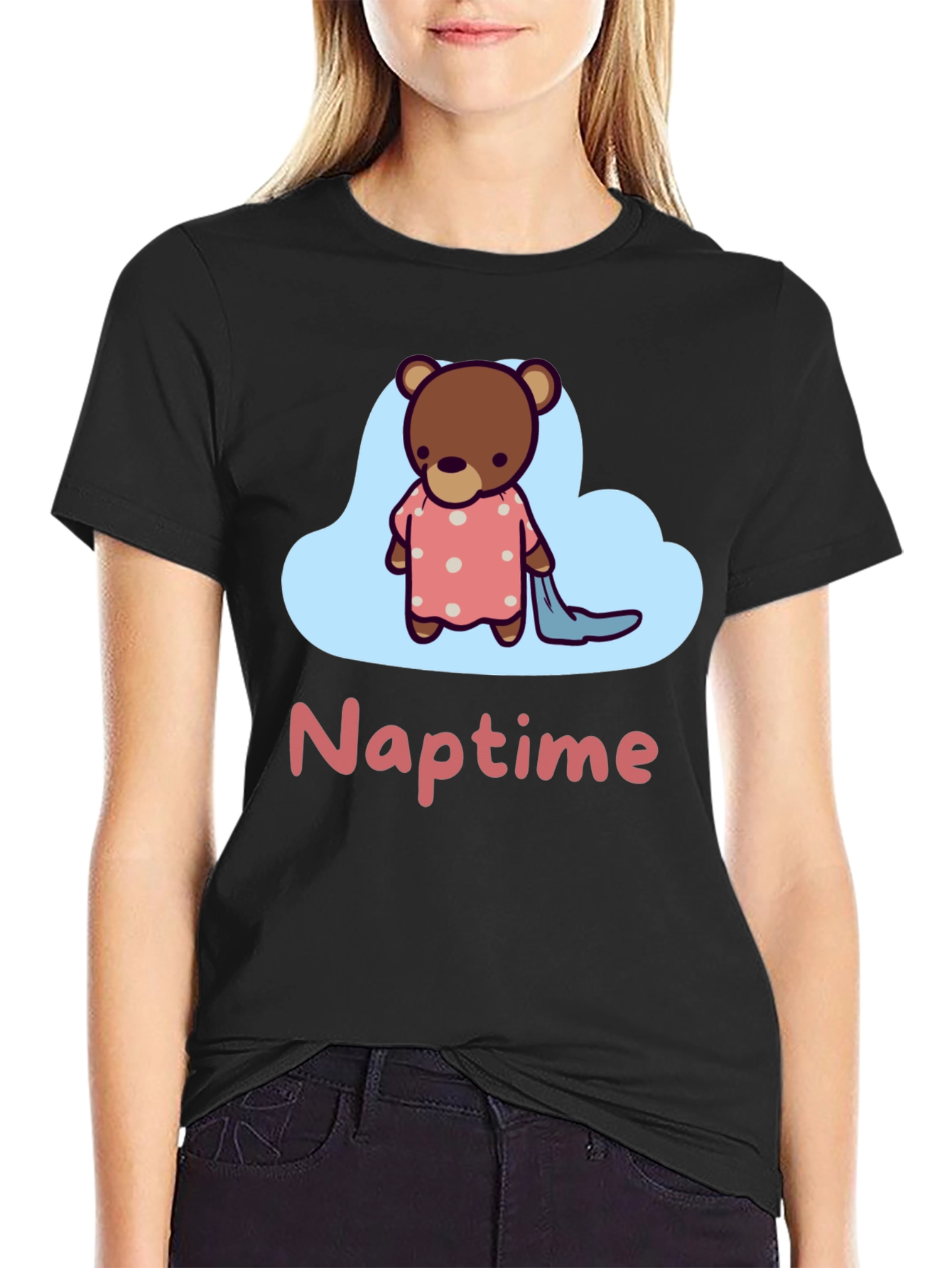 Cute Naptime Bear Graphic Tee - Relax in Style