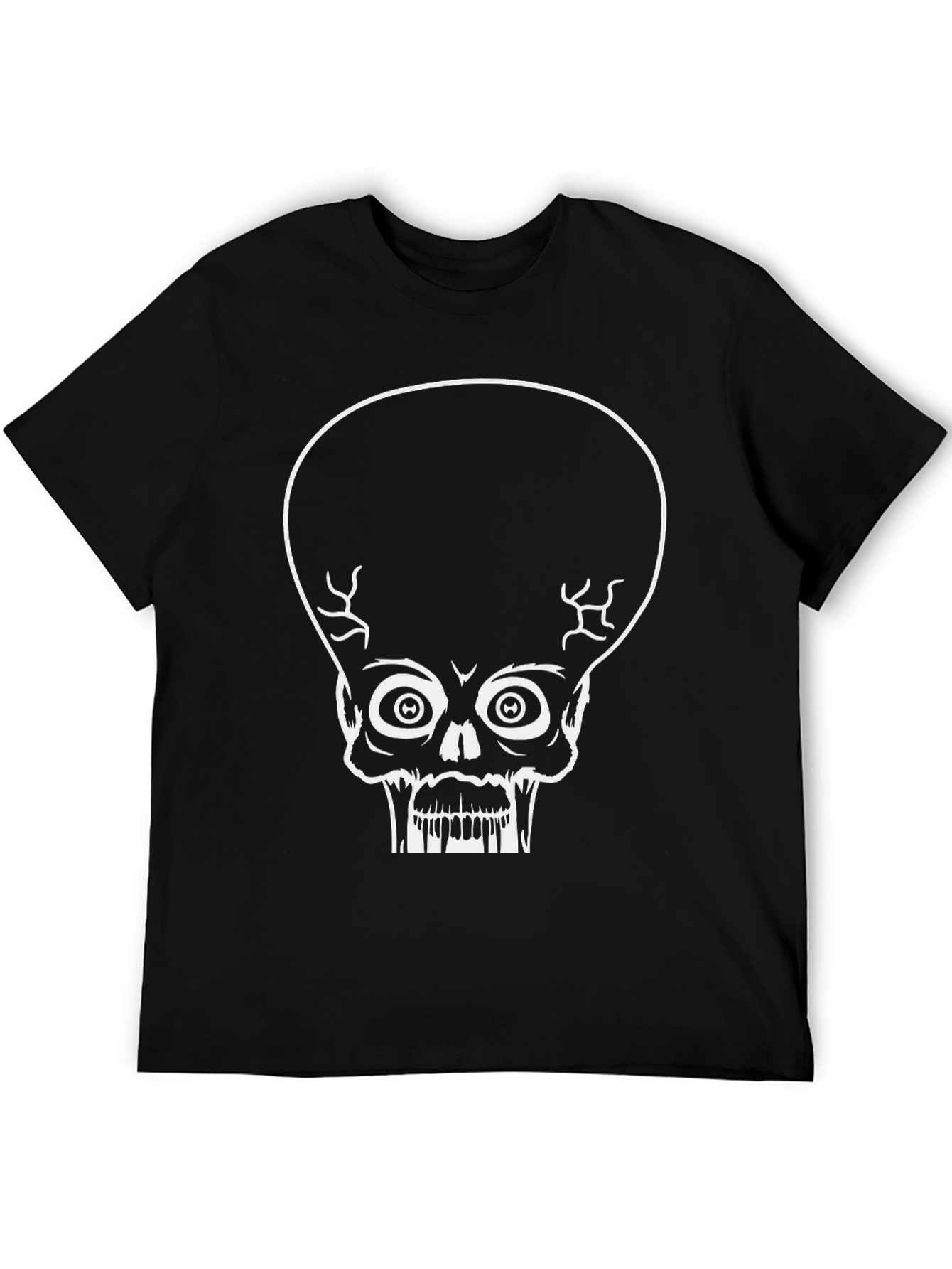 Martian Skull Graphic Tee - Black Cotton T-Shirt