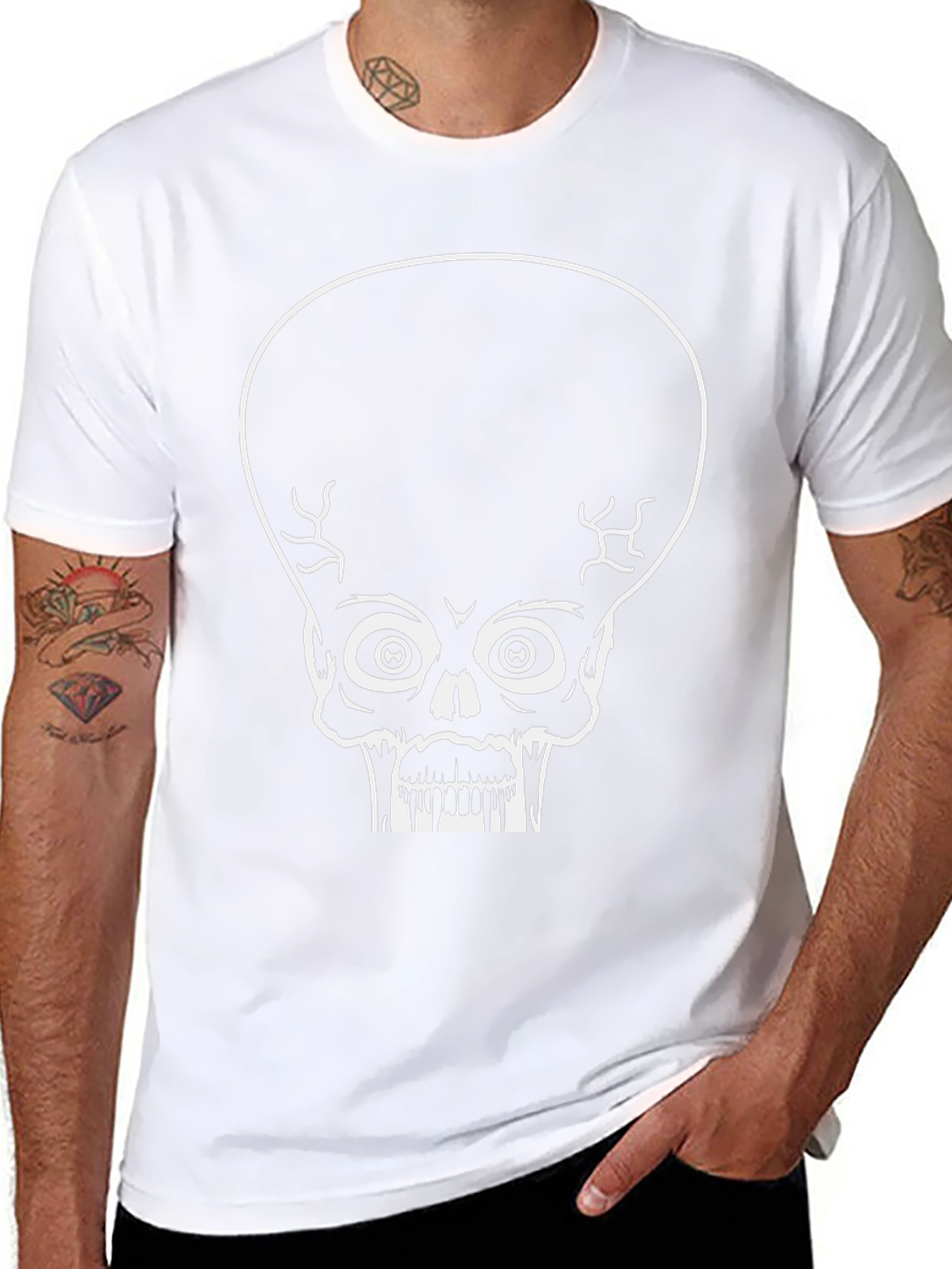 Martian Skull Graphic Tee - Black Cotton T-Shirt