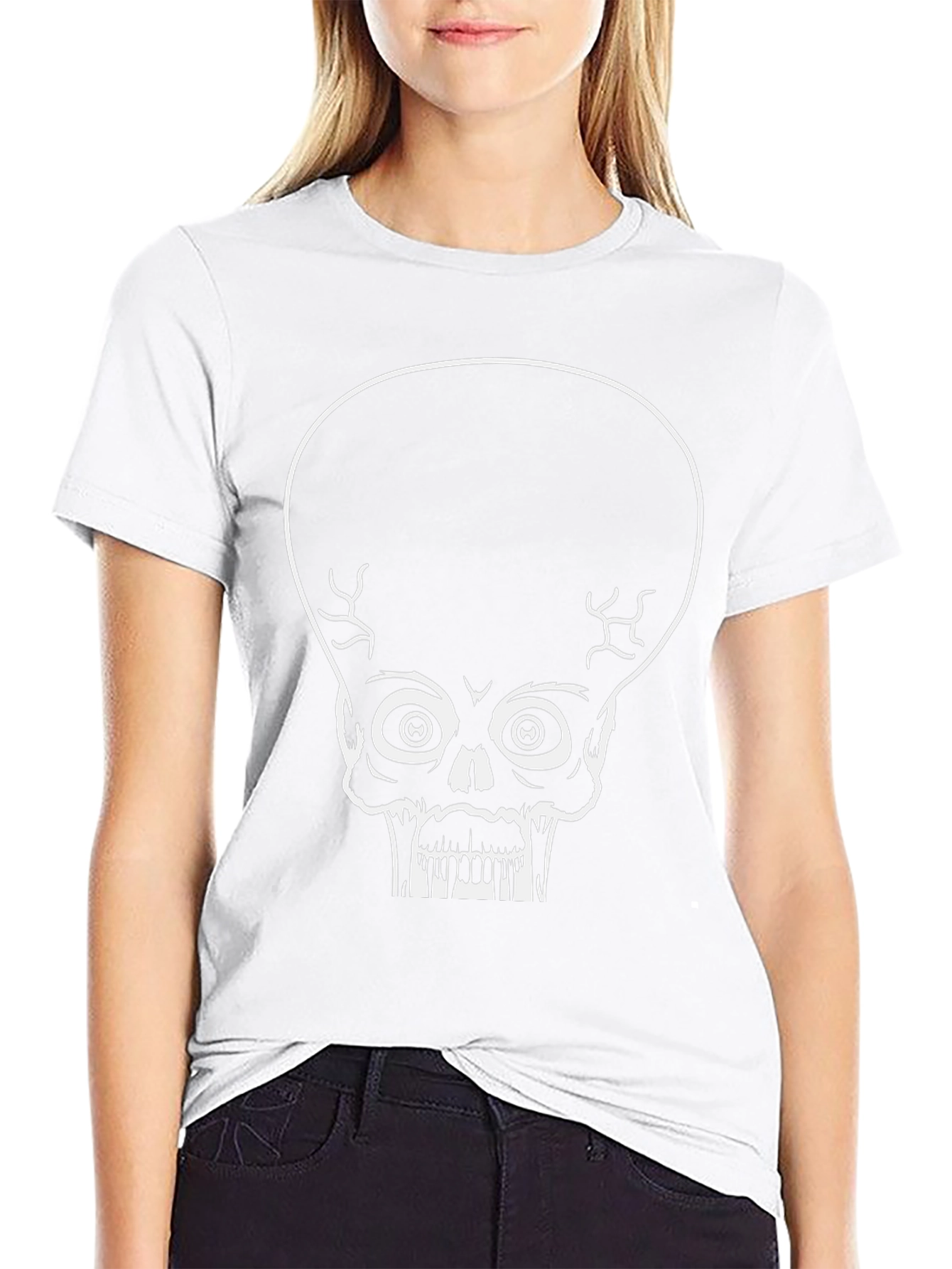 Martian Skull Graphic Tee - Black Cotton T-Shirt