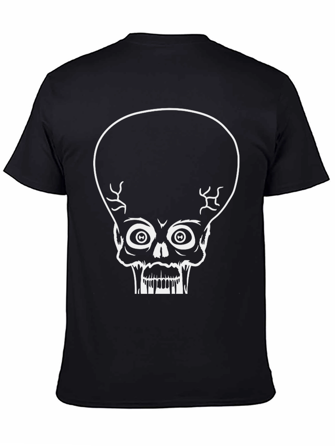 Martian Skull Graphic Tee - Black Cotton T-Shirt