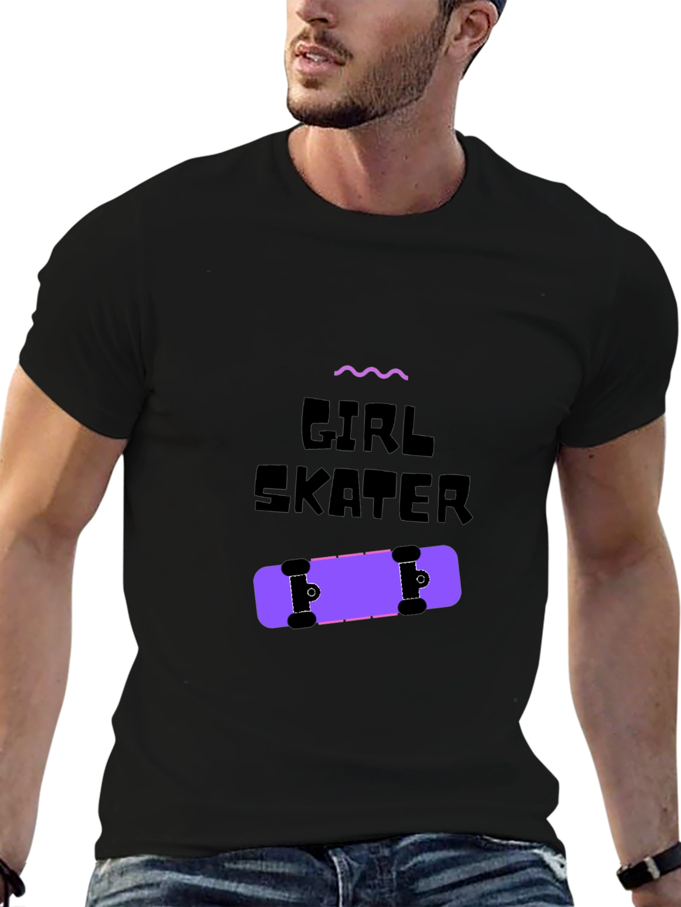 Girl Skater Graphic Tee - Black Unisex T-Shirt