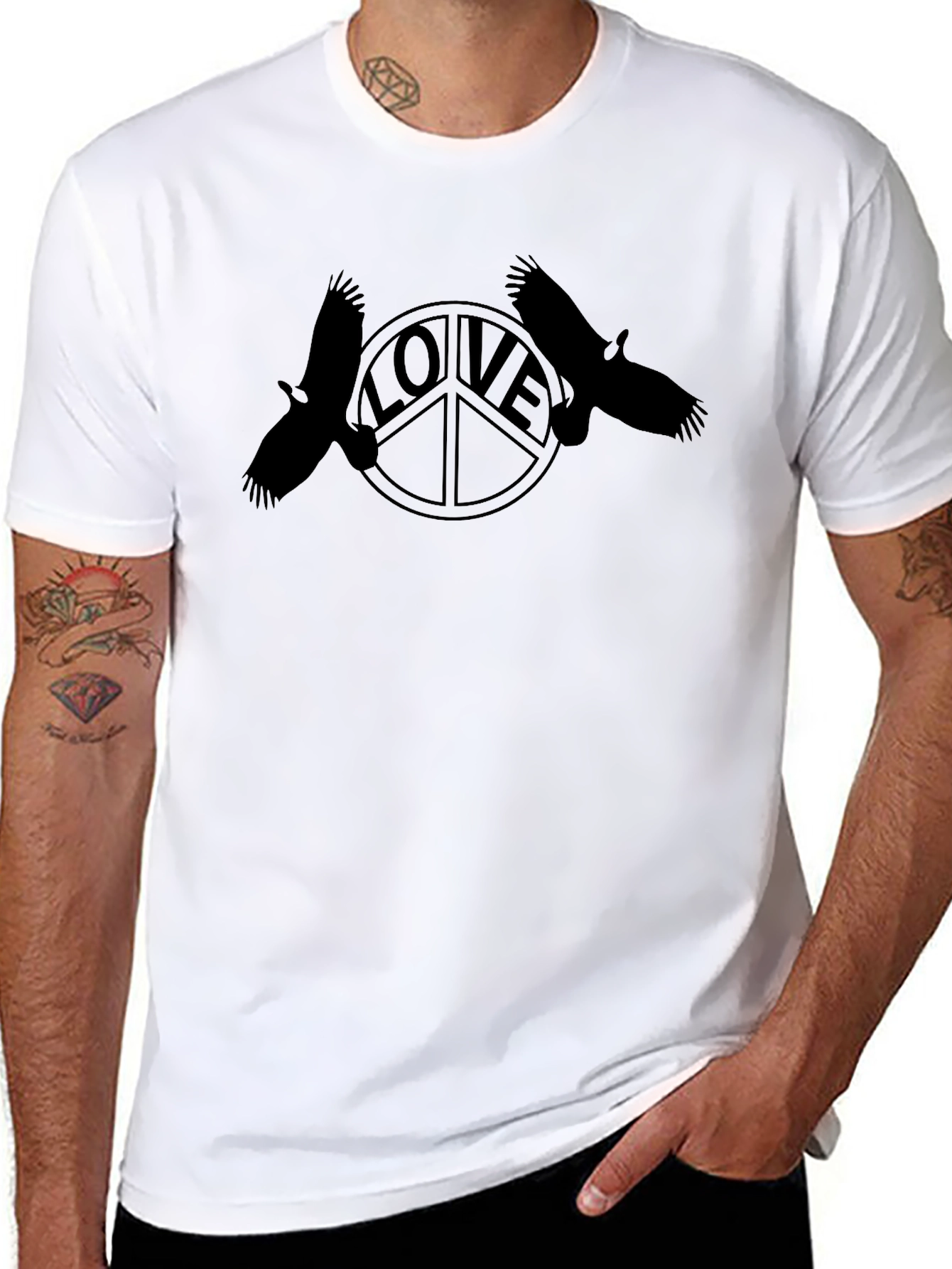 Peace & Love Raven Graphic T-Shirt