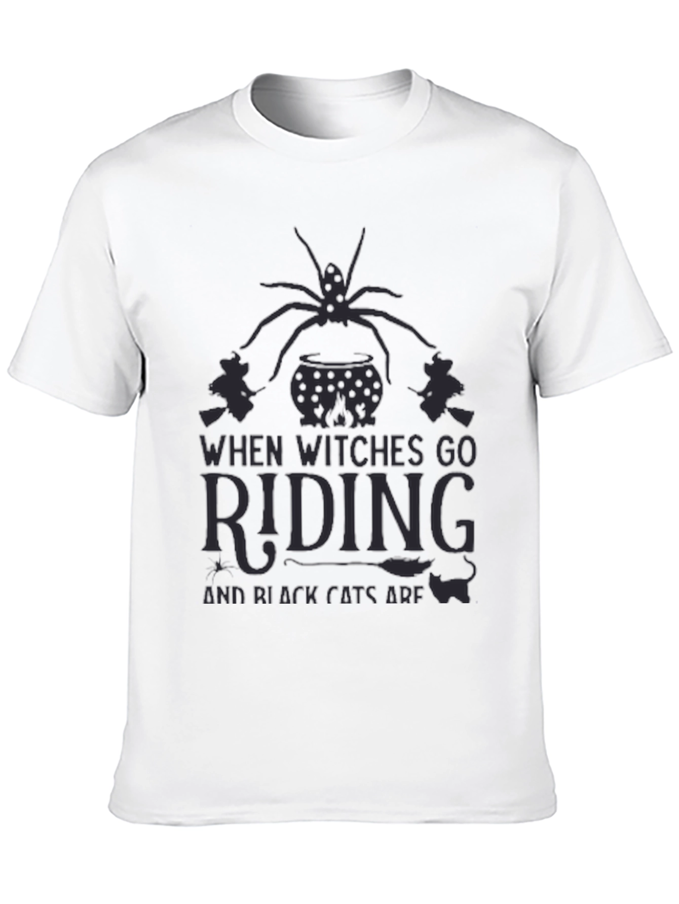 Halloween Witch Riding Black T-Shirt