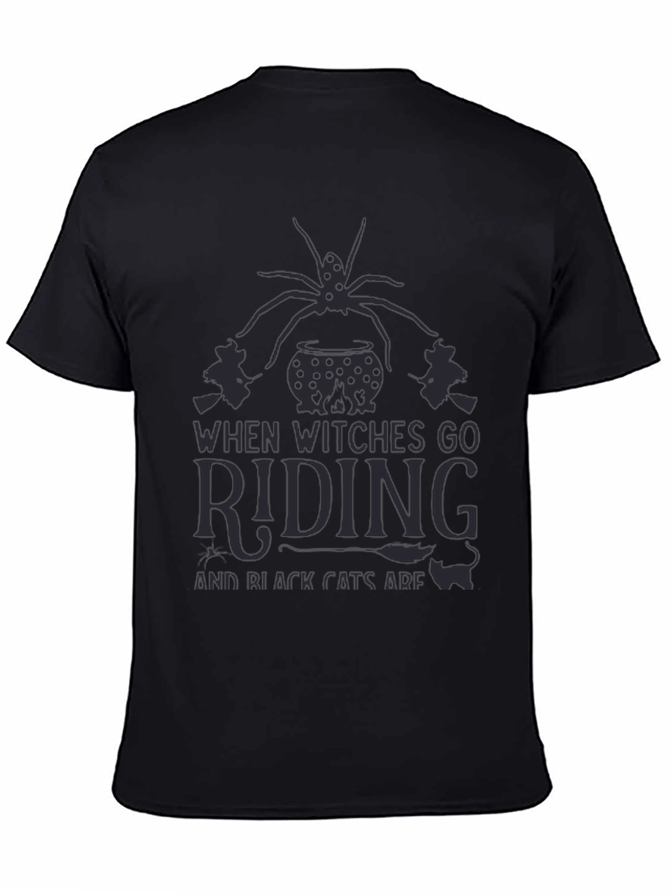 Halloween Witch Riding Black T-Shirt