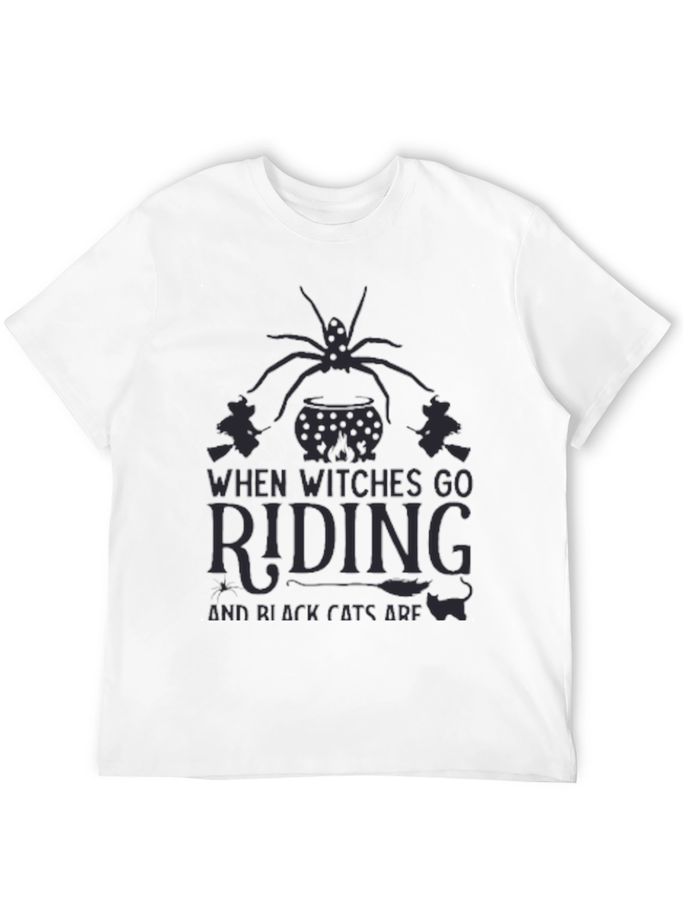 Halloween Witch Riding Black T-Shirt