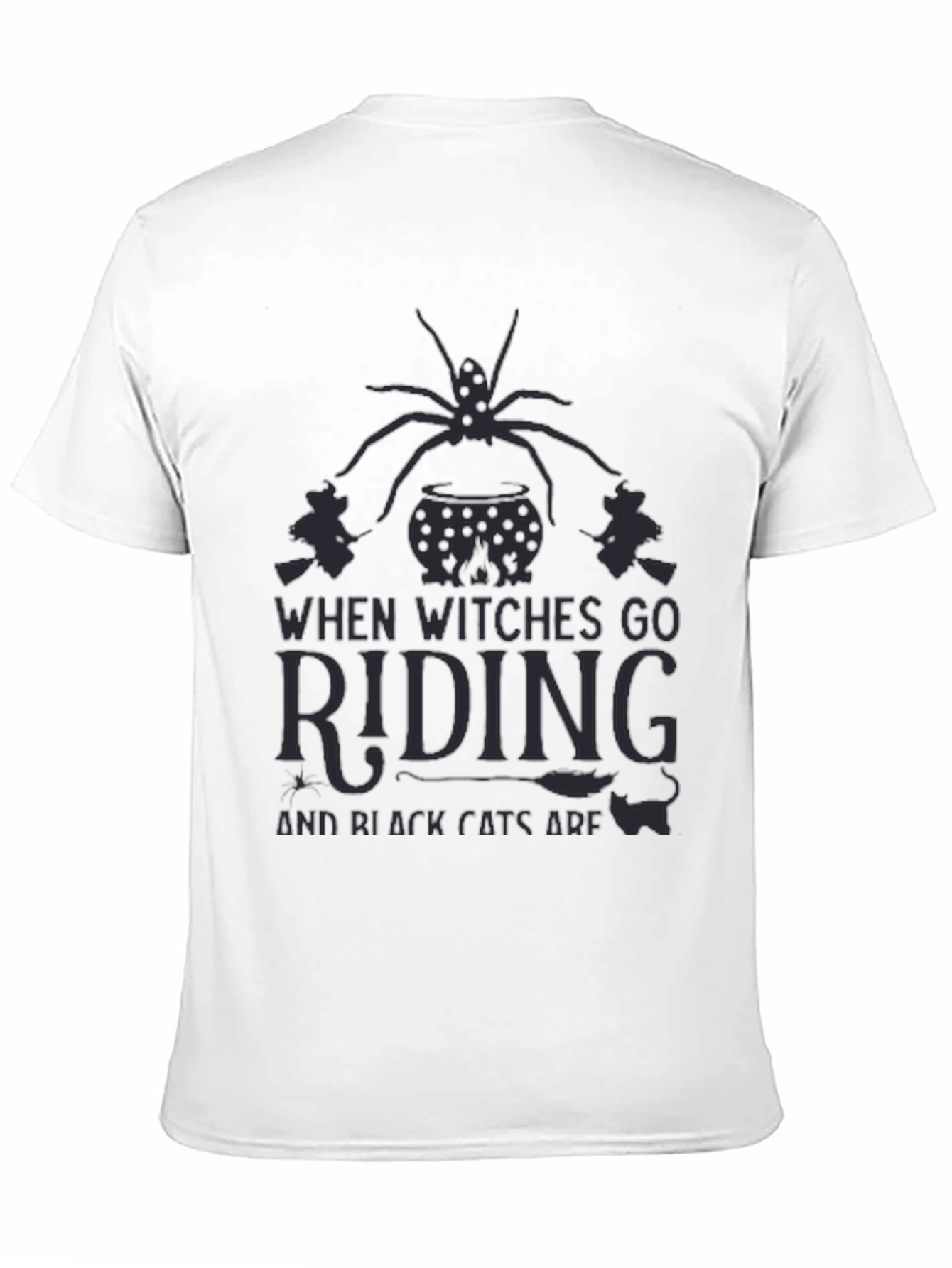 Halloween Witch Riding Black T-Shirt
