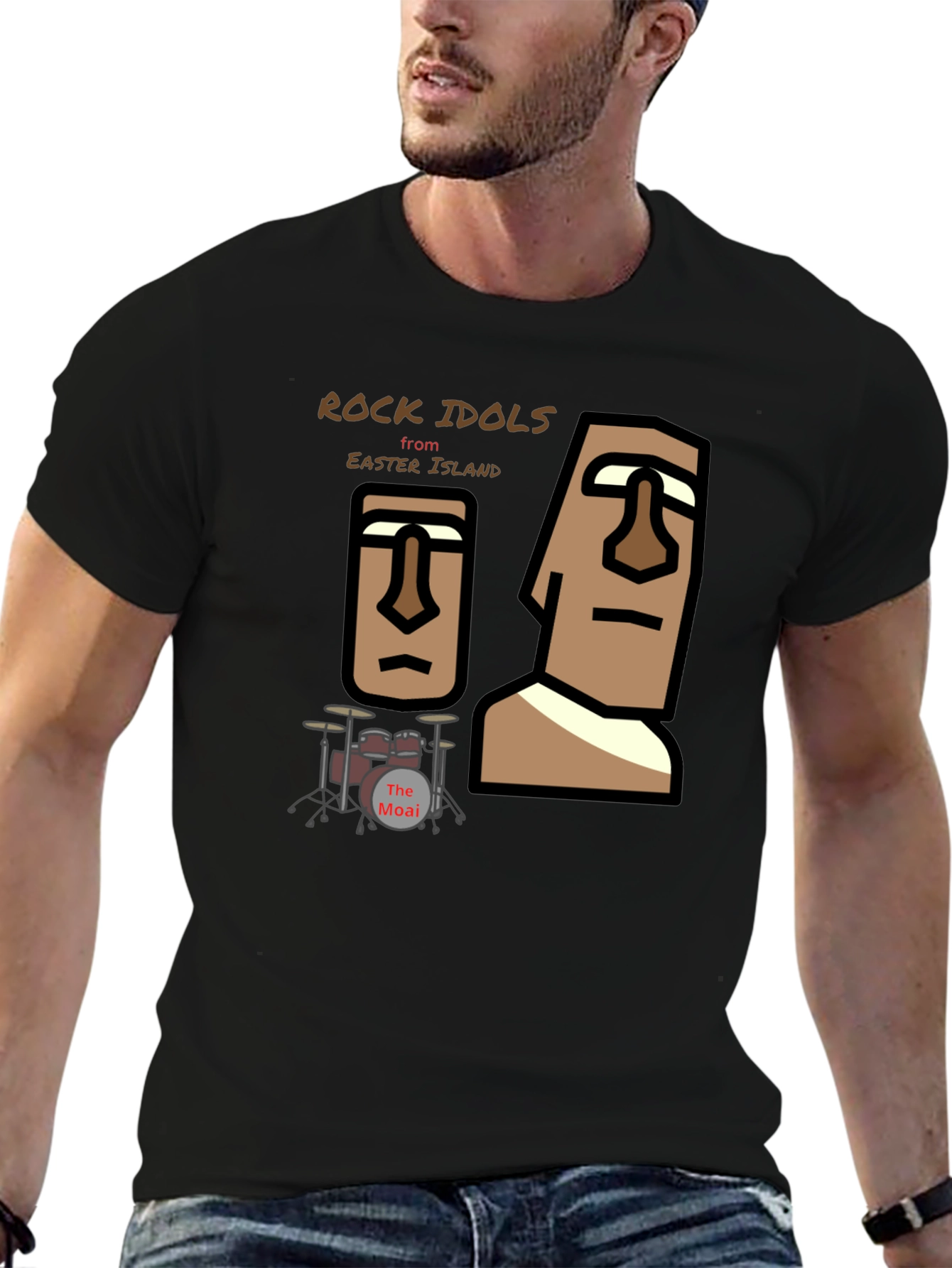 Rock Idols from Easter Island Black T-Shirt