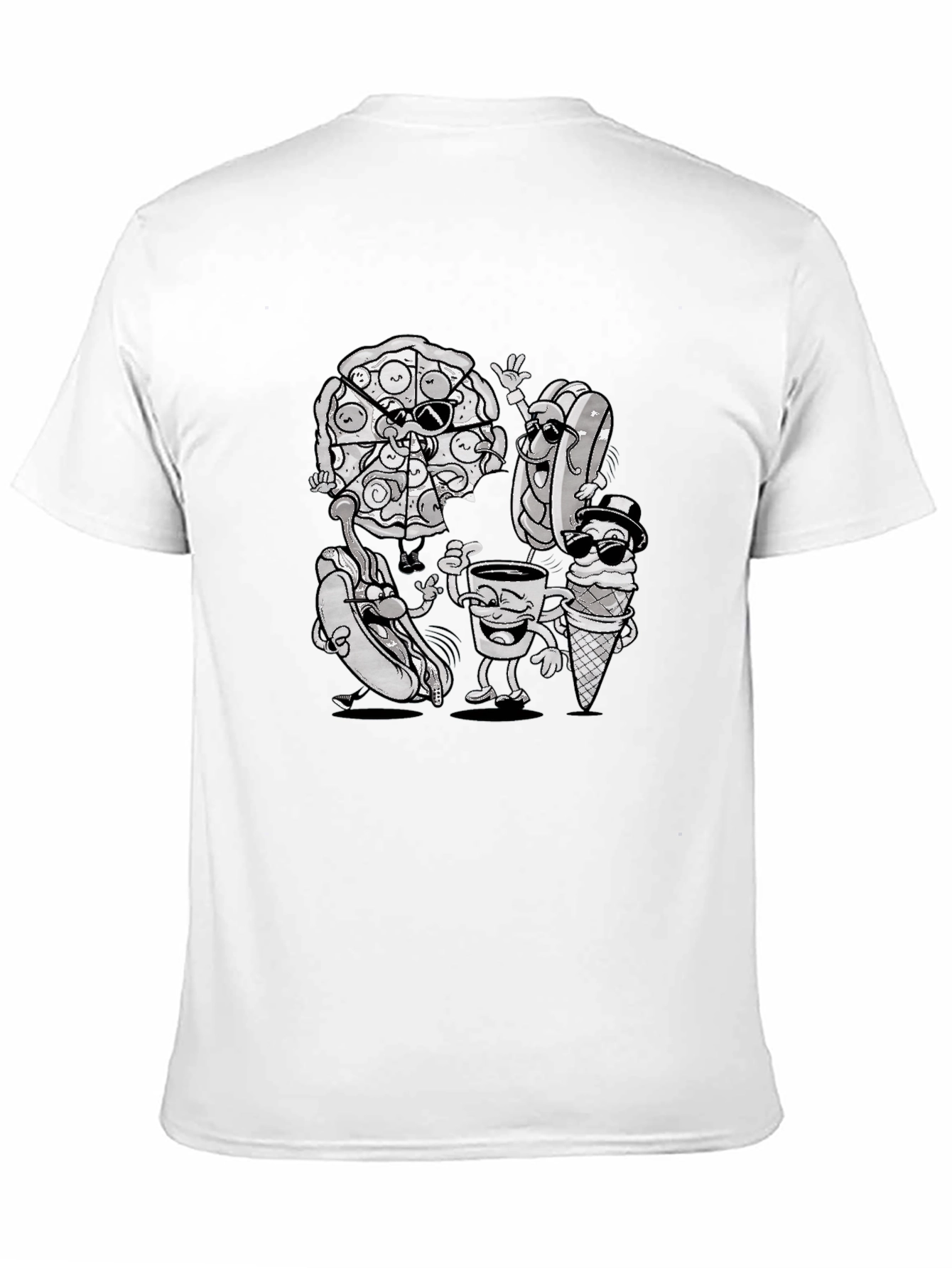 Fun Food Cartoon Black T-Shirt