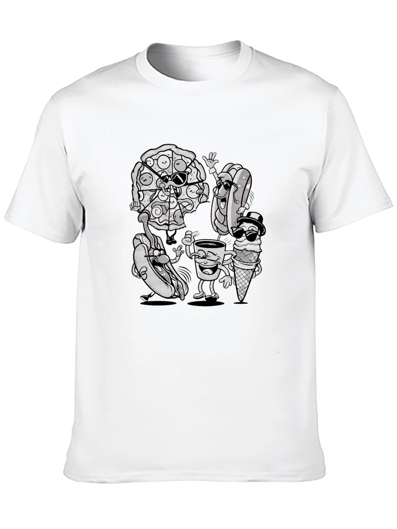 Fun Food Cartoon Black T-Shirt