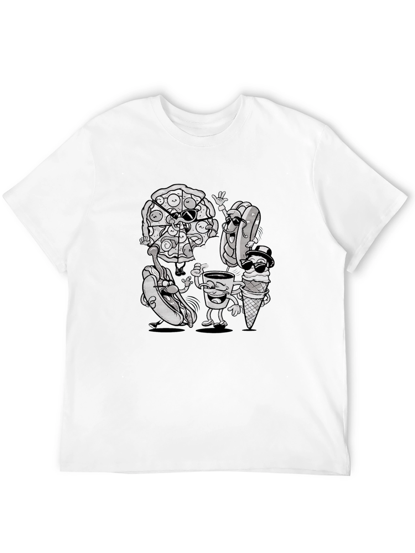 Fun Food Cartoon Black T-Shirt