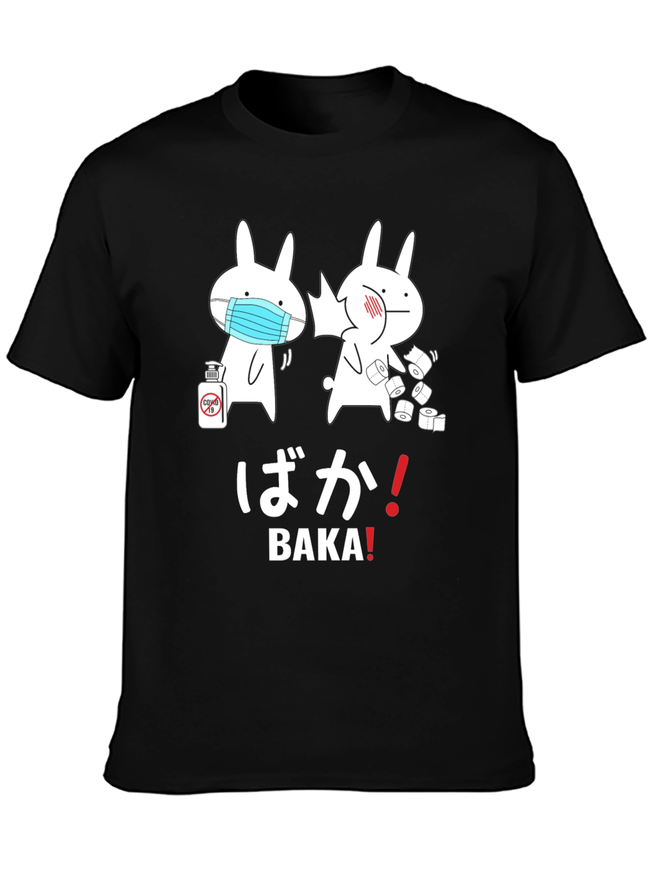 Funny Baka! Graphic Tee - Masked Bunny Design