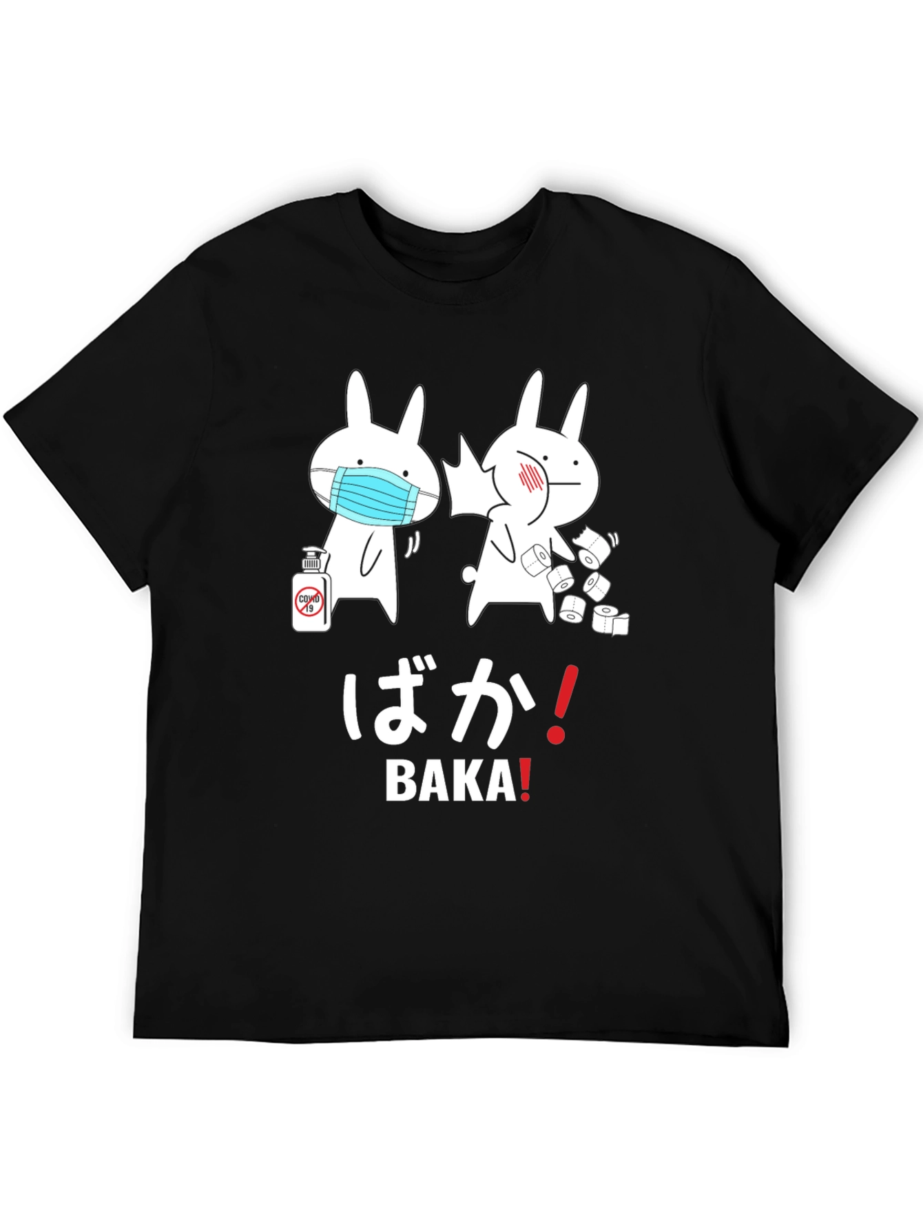 Funny Baka! Graphic Tee - Masked Bunny Design