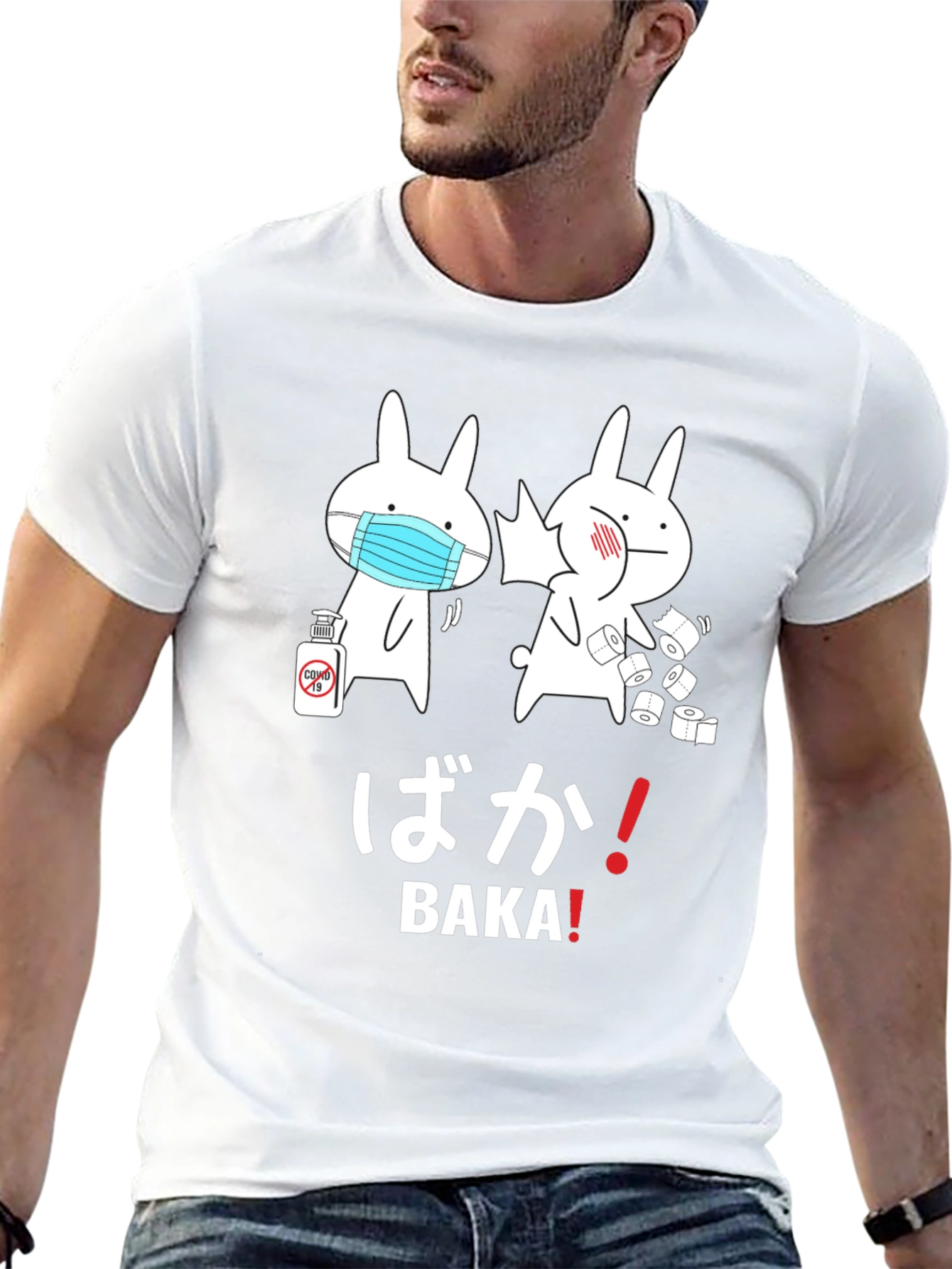 Funny Baka! Graphic Tee - Masked Bunny Design