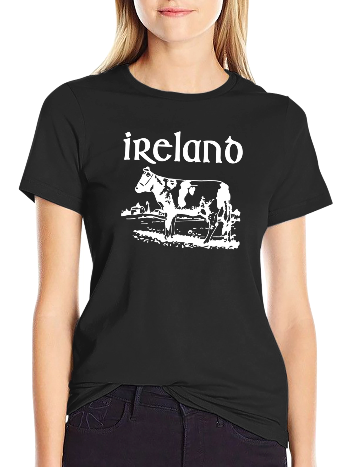 Ireland Cow Graphic Tee - Black