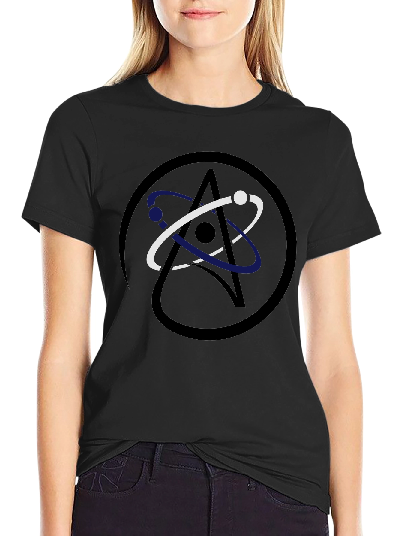 Atom Symbol Graphic Black T-Shirt