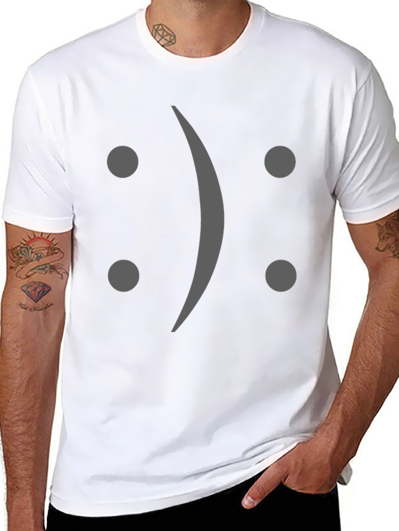 Sad Face Graphic Tee - Soft Cotton Blend Shirt