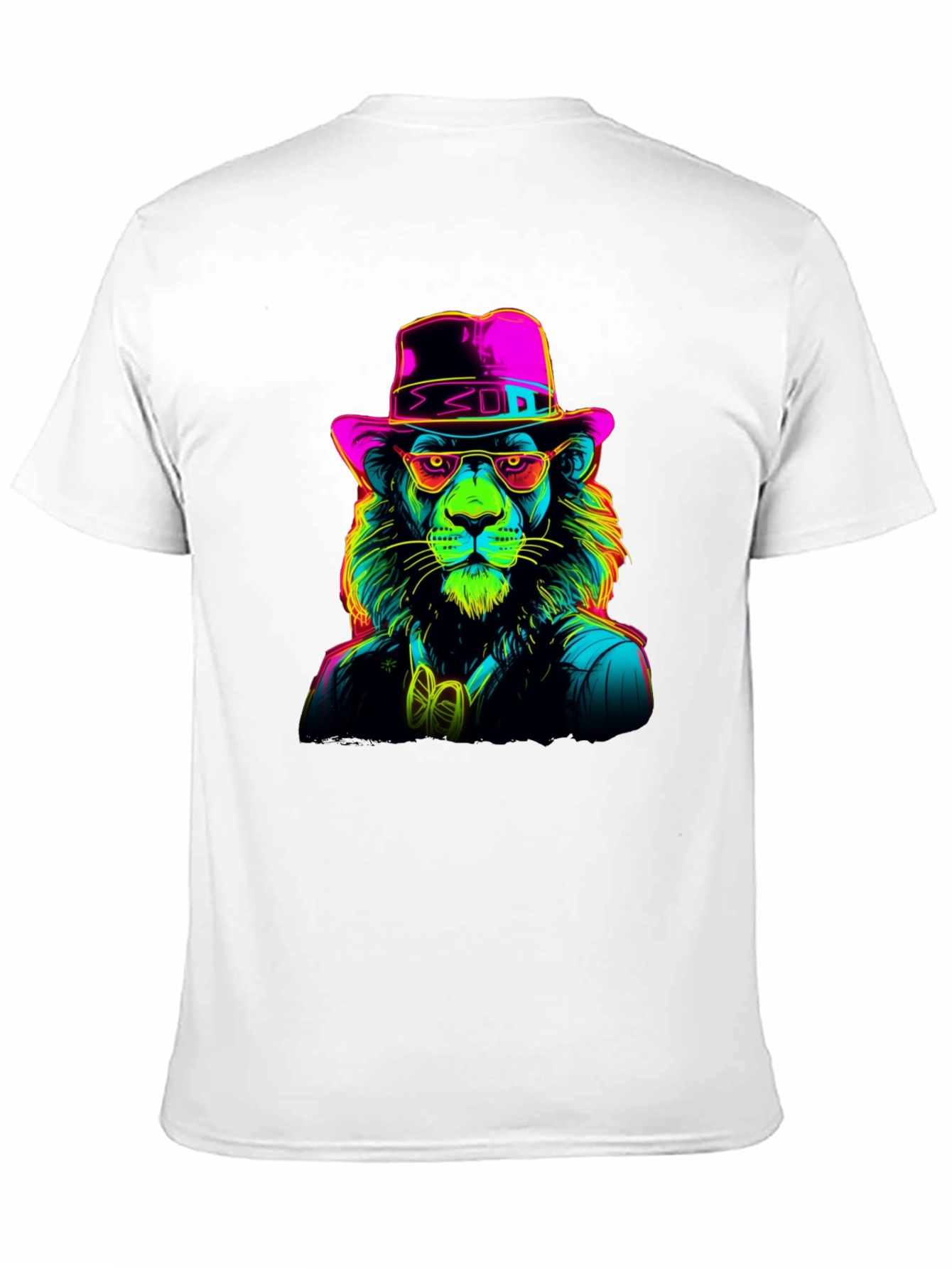 Neon Lion Graphic Tee - Cool Animal Print