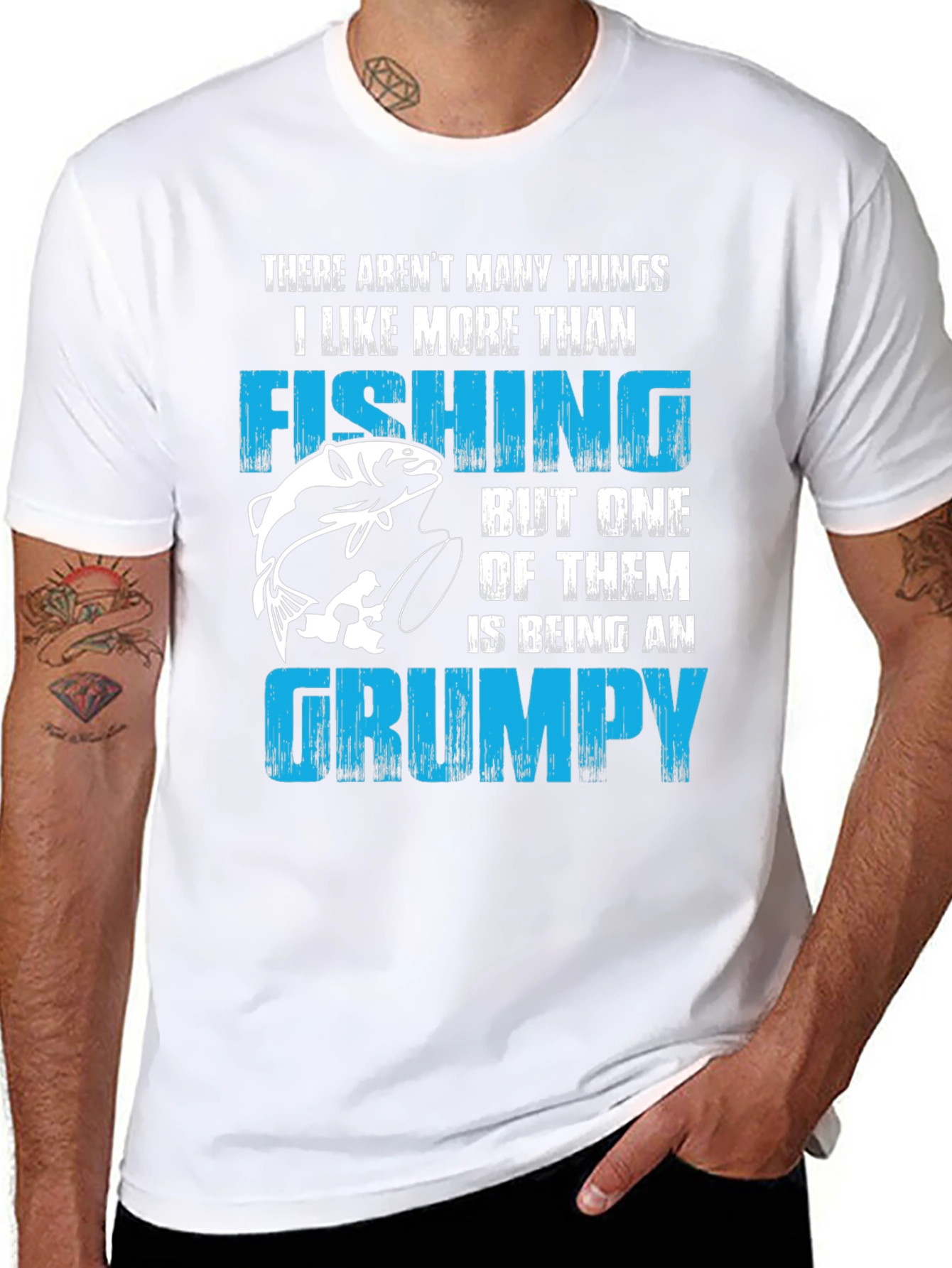 Fishing & Grumpy Mens Black T-Shirt
