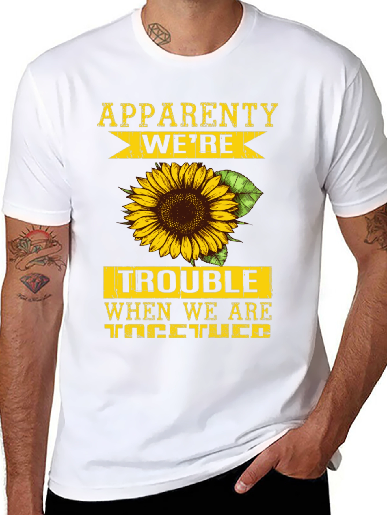 Were Trouble Sunflower Graphic T-Shirt