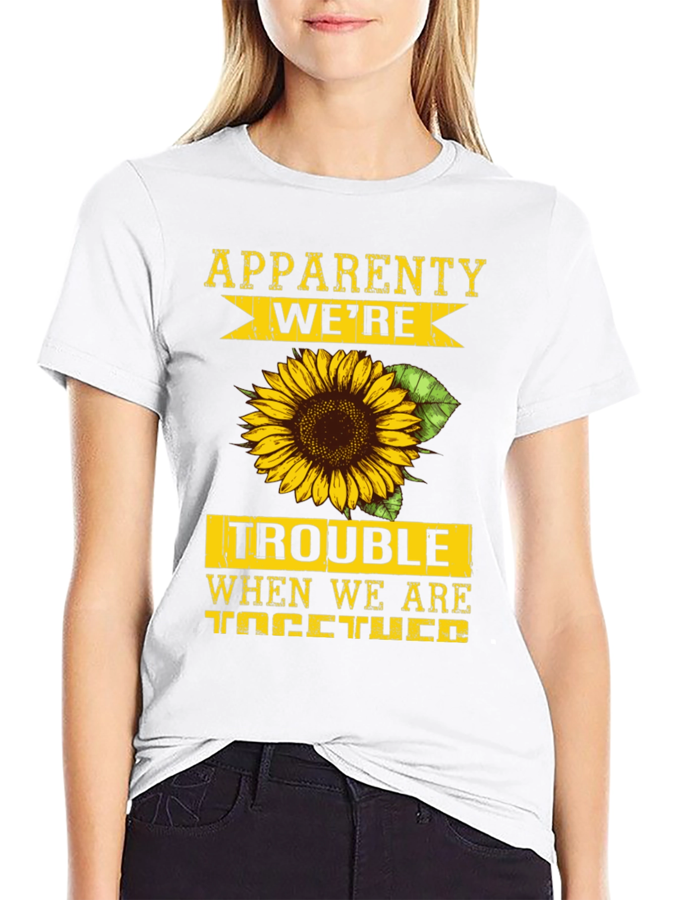Were Trouble Sunflower Graphic T-Shirt
