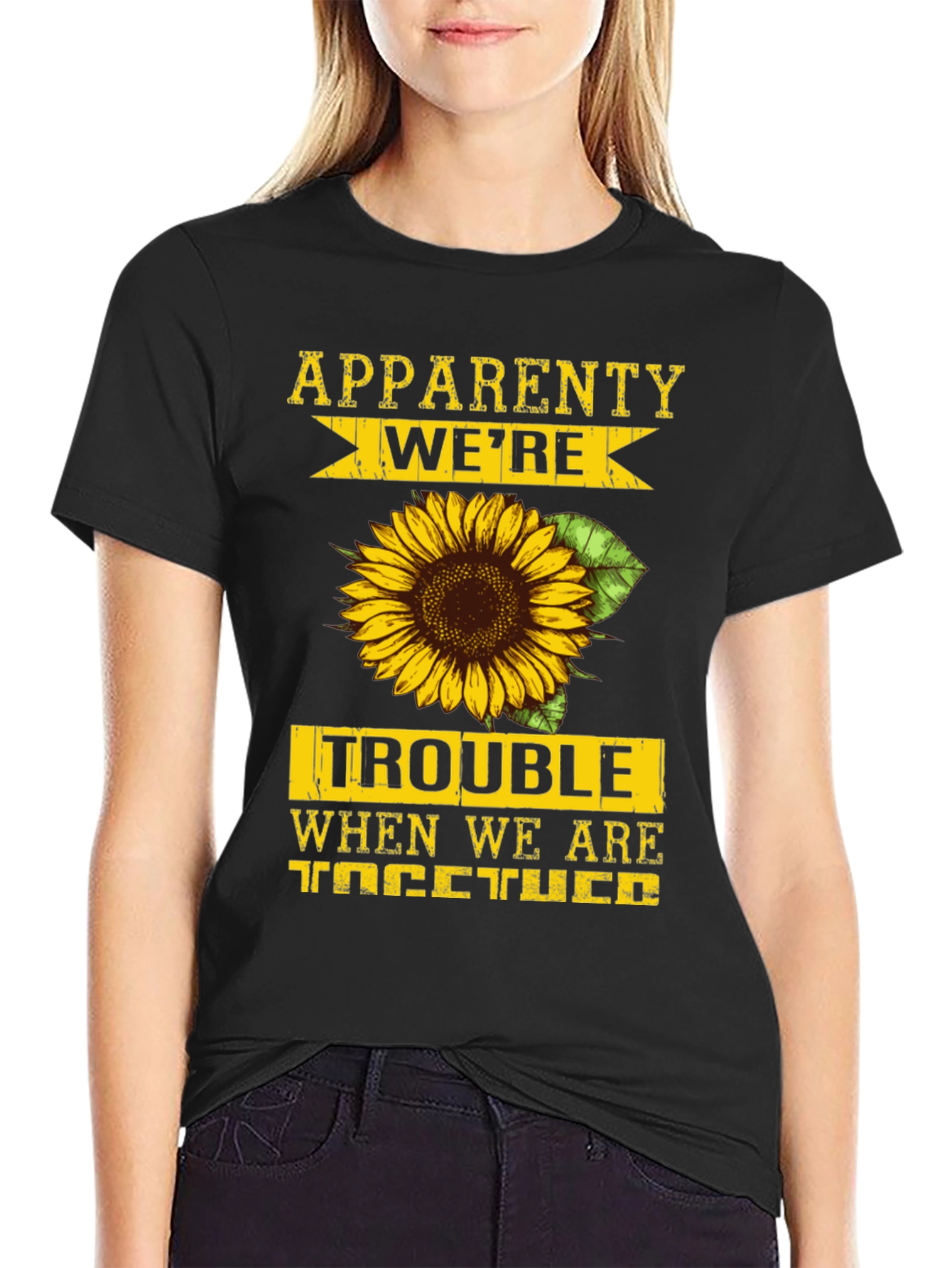 Were Trouble Sunflower Graphic T-Shirt