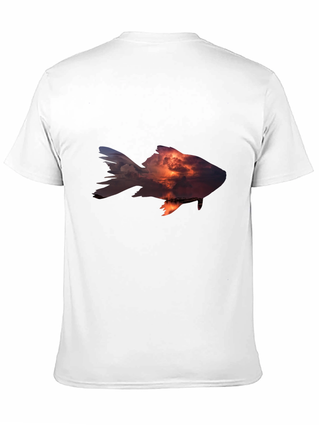 Sunset Fish Graphic Tee - Stylish Mens Black T-Shirt