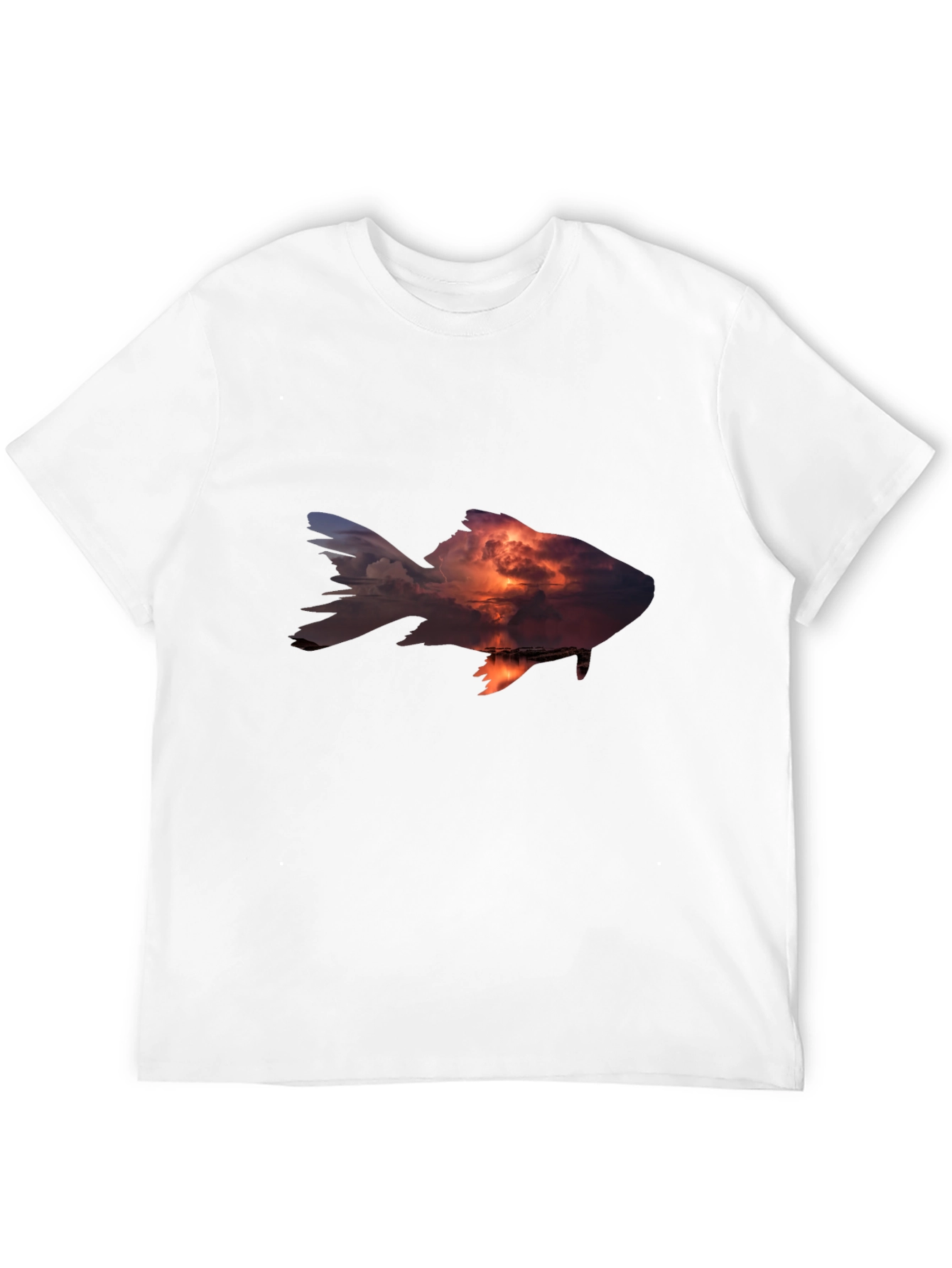 Sunset Fish Graphic Tee - Stylish Mens Black T-Shirt