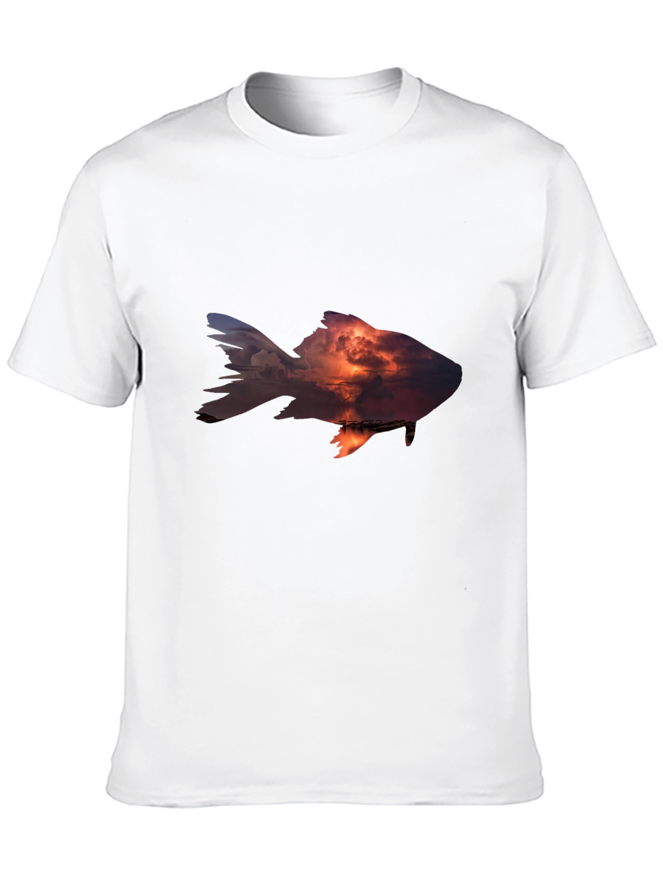 Sunset Fish Graphic Tee - Stylish Mens Black T-Shirt